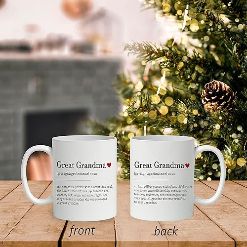 Miniatura 2 de DOTAIN Taza de cerámica con significado de la frase "Great Grandma Definition" (11 onzas), doble cara impresa, divertida y novedosa taza de regalo
