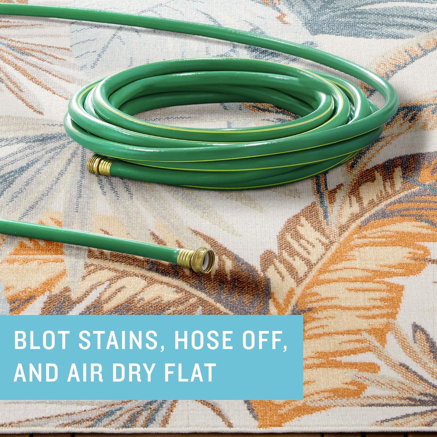 Tommy Bahama Abaco Tropical Foliage Indoor Outdoor Area Rug, Leaf Coastal Design, UV Fade Resistant, Ivory, 3'11"x5'2"