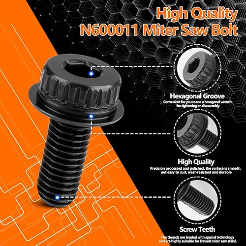 Miniatura 5 de N600011 Perno de hoja de sierra ingletadora para DeWalt, reemplazo DeWalt Sierra de inglete DWS713 DWS715 DWS716 DWS716XPS DWS779 DWS780 DCS361M1