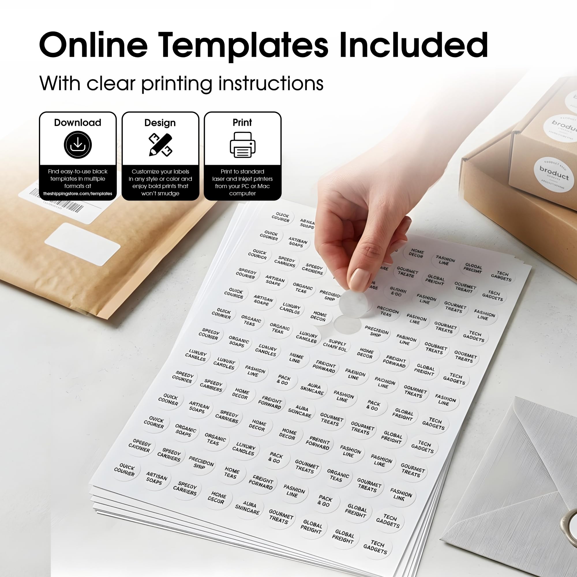 Spartan Industrial Etiquetas imprimibles láser y de inyección de tinta, etiquetas adhesivas circulares blancas de 0.75 pulgadas, 250 hojas, 27000 etiquetas en total para precios, etiquetado de