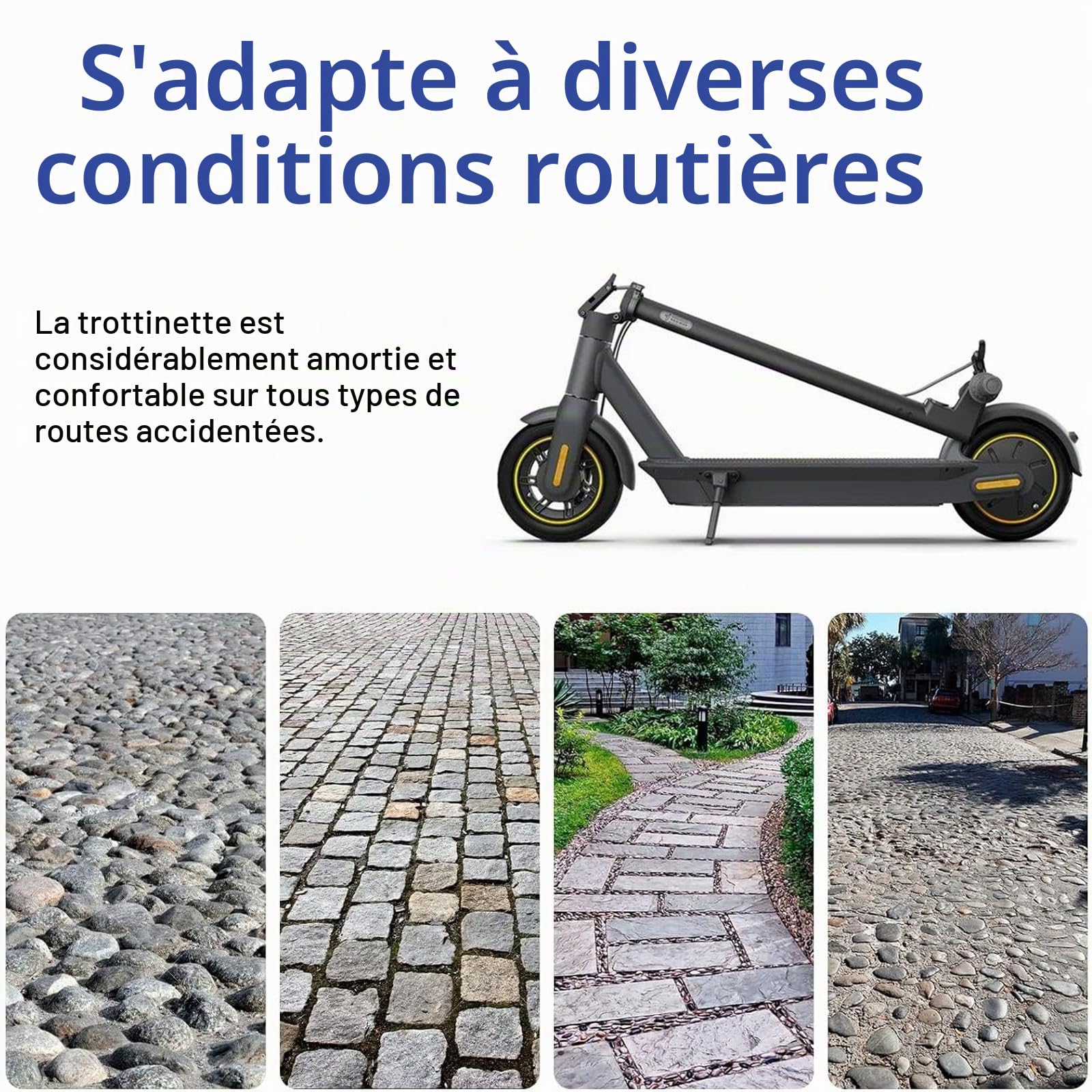 60/70-6,5 Pneu Tubeless avec Chambre à Air pour Segway Ninebot Max G30 Trottinette Pneu Tout-Terrain 10 Pouces à Chambre à Air 10 x 2,5, Non Auto-Réparateur (Tubeless+Chambre à Air)