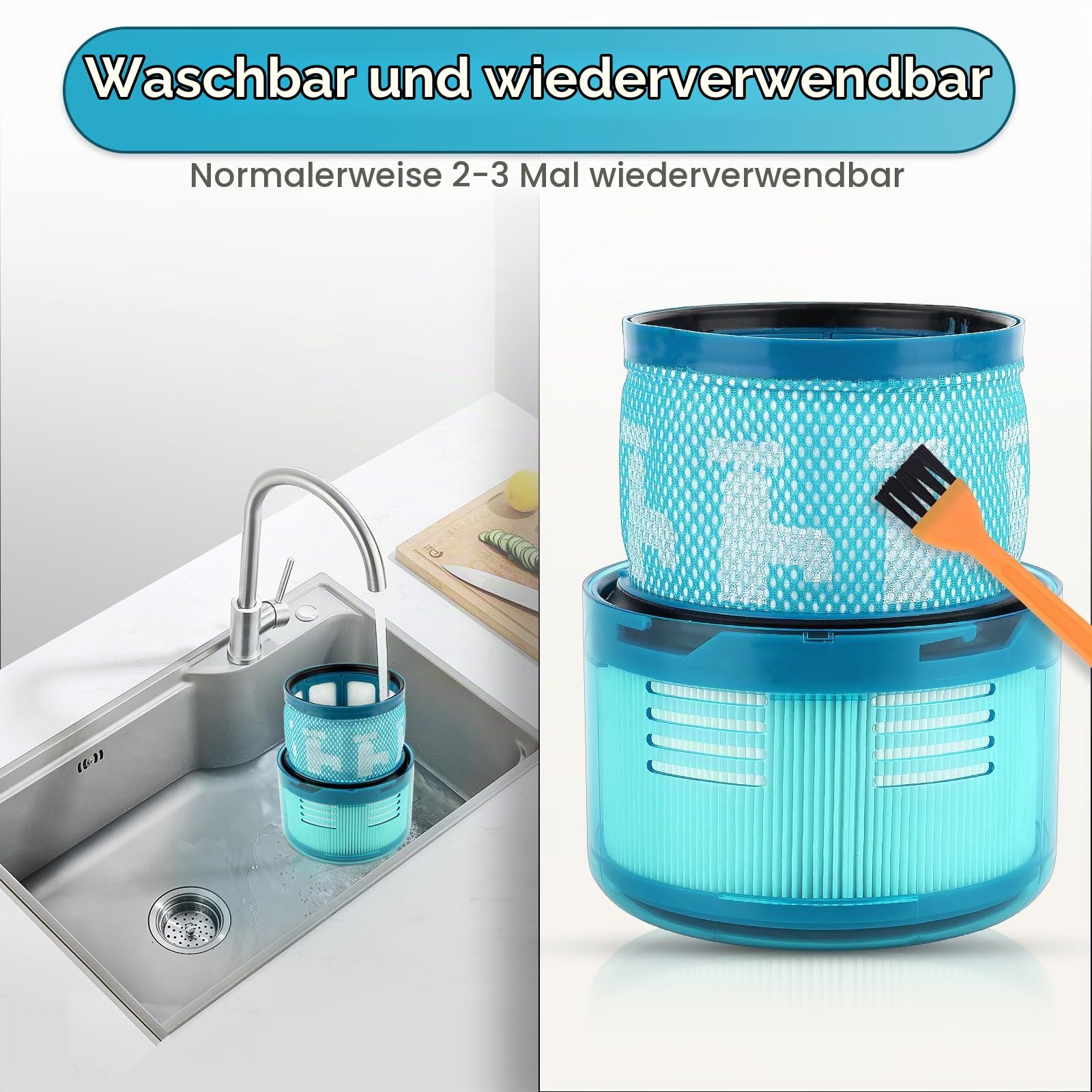 (3 Stück) Gen 5 Detect Absolute Ersatzfilter kompatibel mit Dyson Gen5Detect, Gen 5 Detect Absolute SV23, Gen 5 Outsize, Gen5 Outsize Absolute SV24 Gen5 Detect Fluffy Akku-Staubsauger Filter Gen5