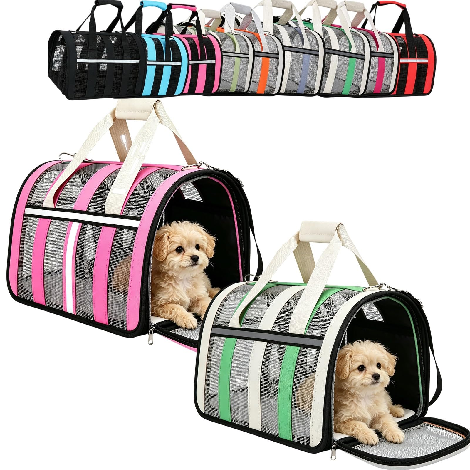 Hund Reisetasche,Transporttasche Für Haustiere,Netzstoff Faltbar Atmungsaktiv Robust Tragbar Transportabel, für Katzen & Hunde Bis 10 Kg