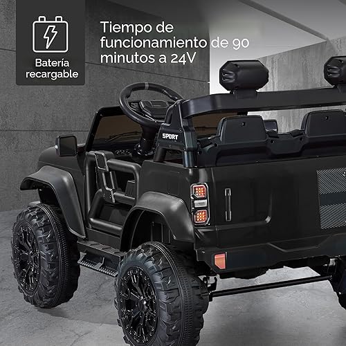 Miniatura 5 de Best Choice Products Camión de paseo eléctrico para niños de 24 V y 2 plazas con capacidad de peso de 132 lb, control parental, Bluetooth, luces LED