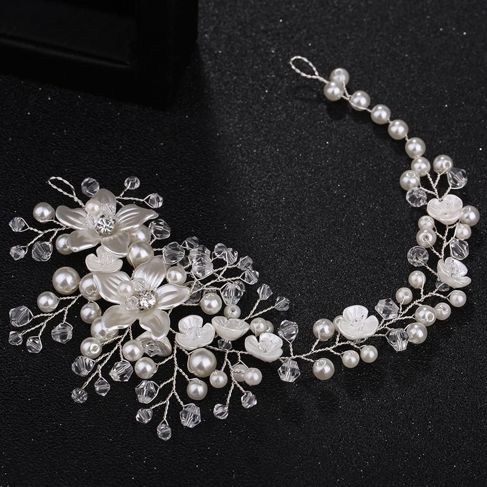 Tiara de Boda Diadema de Novia Perla Joyería Floral Mujeres Boda Banda for el Cabello Flores de Cristal Diademas de Boda