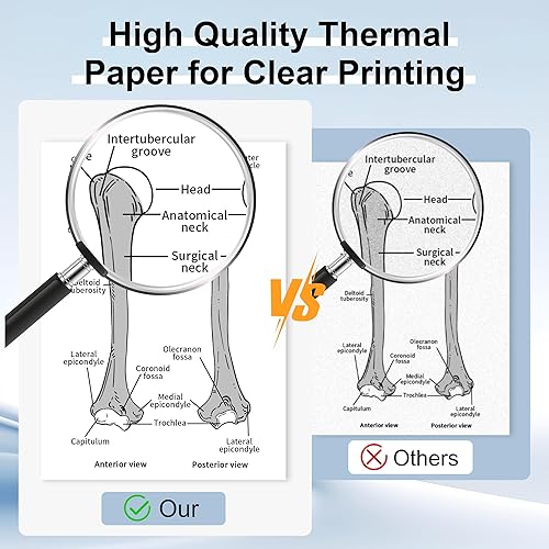 Miniatura 4 de Phomemo M832 - 2 rollos de papel térmico portátil para impresora de 8.5 x 11 pulgadas, papel de carta de Estados Unidos, impresión térmica avanzada,