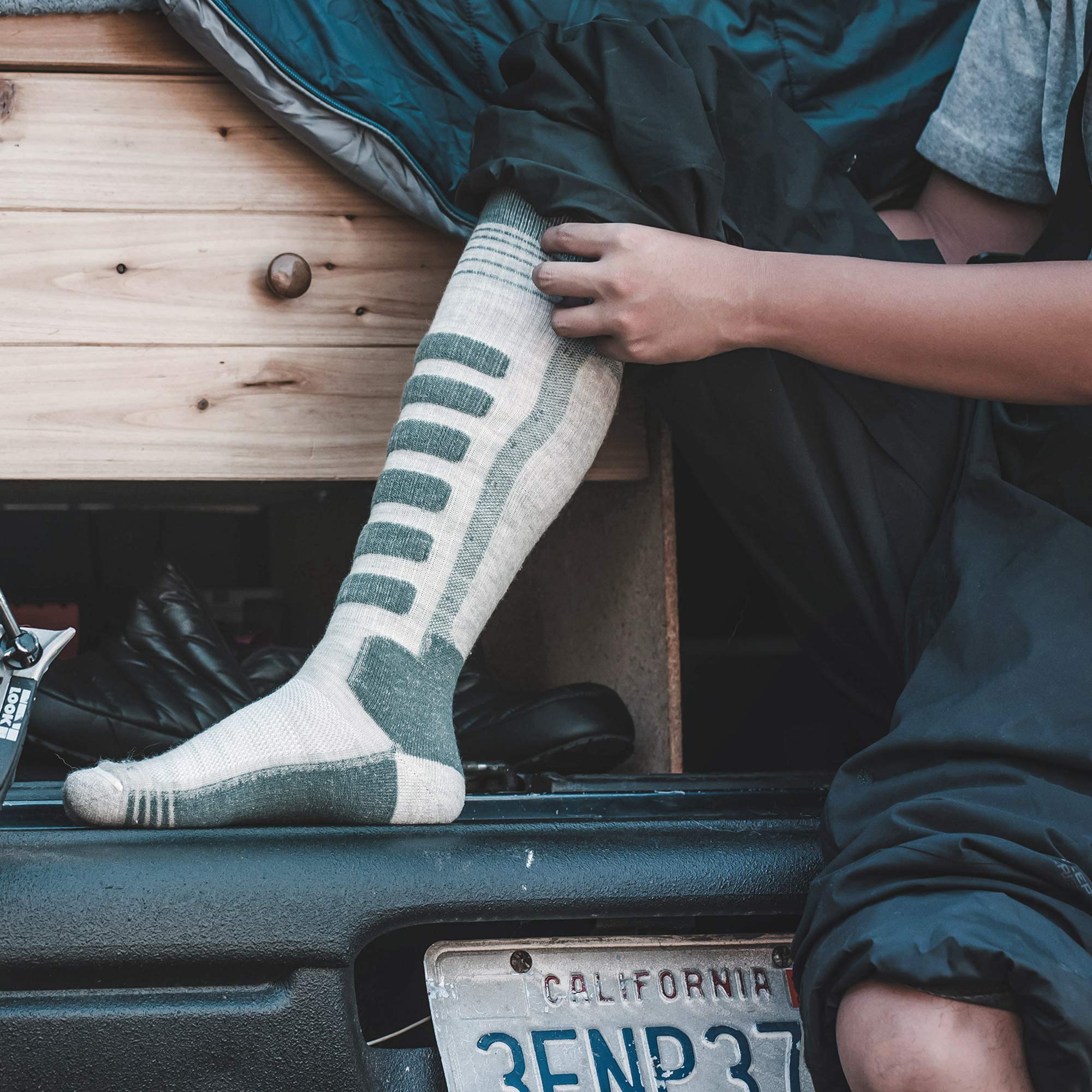 SAMSOX 2 Paar Merino Wolle Skisocken Made in USA Over-the-Calf Ski- und Snowboardsocken für Damen & Herren (Ashland)