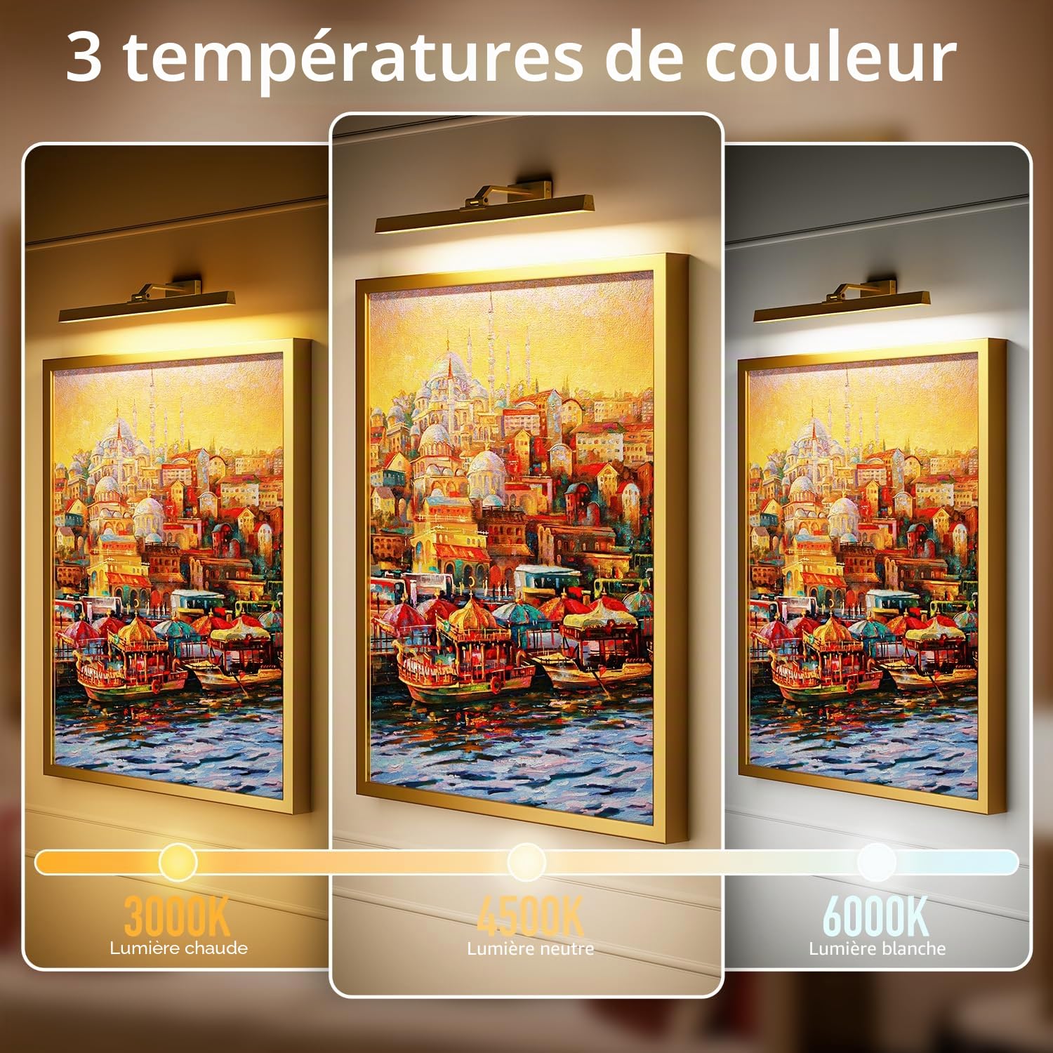 AIBOO Applique murale sans fil LED rechargeable avec télécommande, batterie, éclairage mural pour tableaux, intérieur, lampe pour images, Dart, éclairage variable