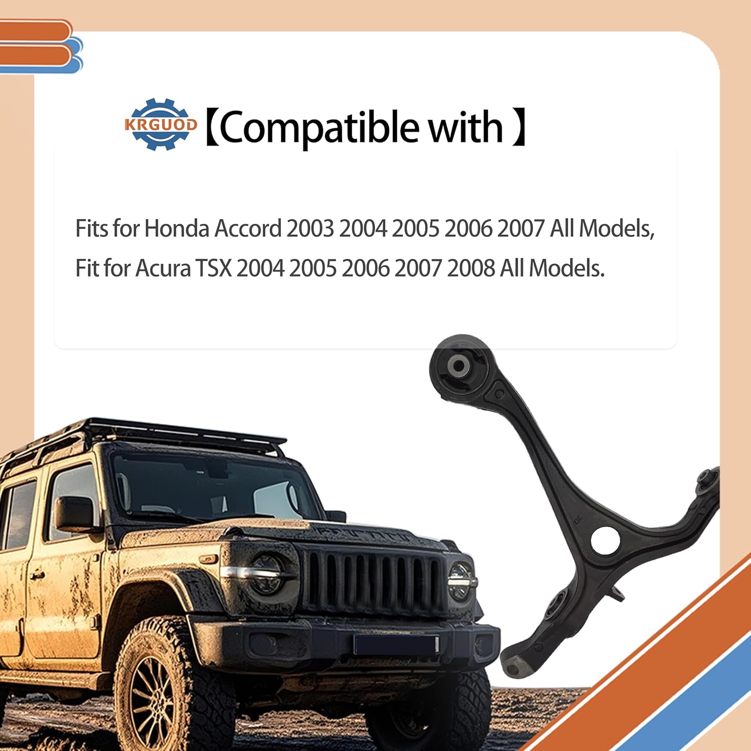 Front Lower Control Arms Suspension Kit Fit for Honda Accord 2003 2004 2005 2006 2007, Fit for Acura TSX 2004 2005 2006 2007 2008, K640289 K640290-2PCS，