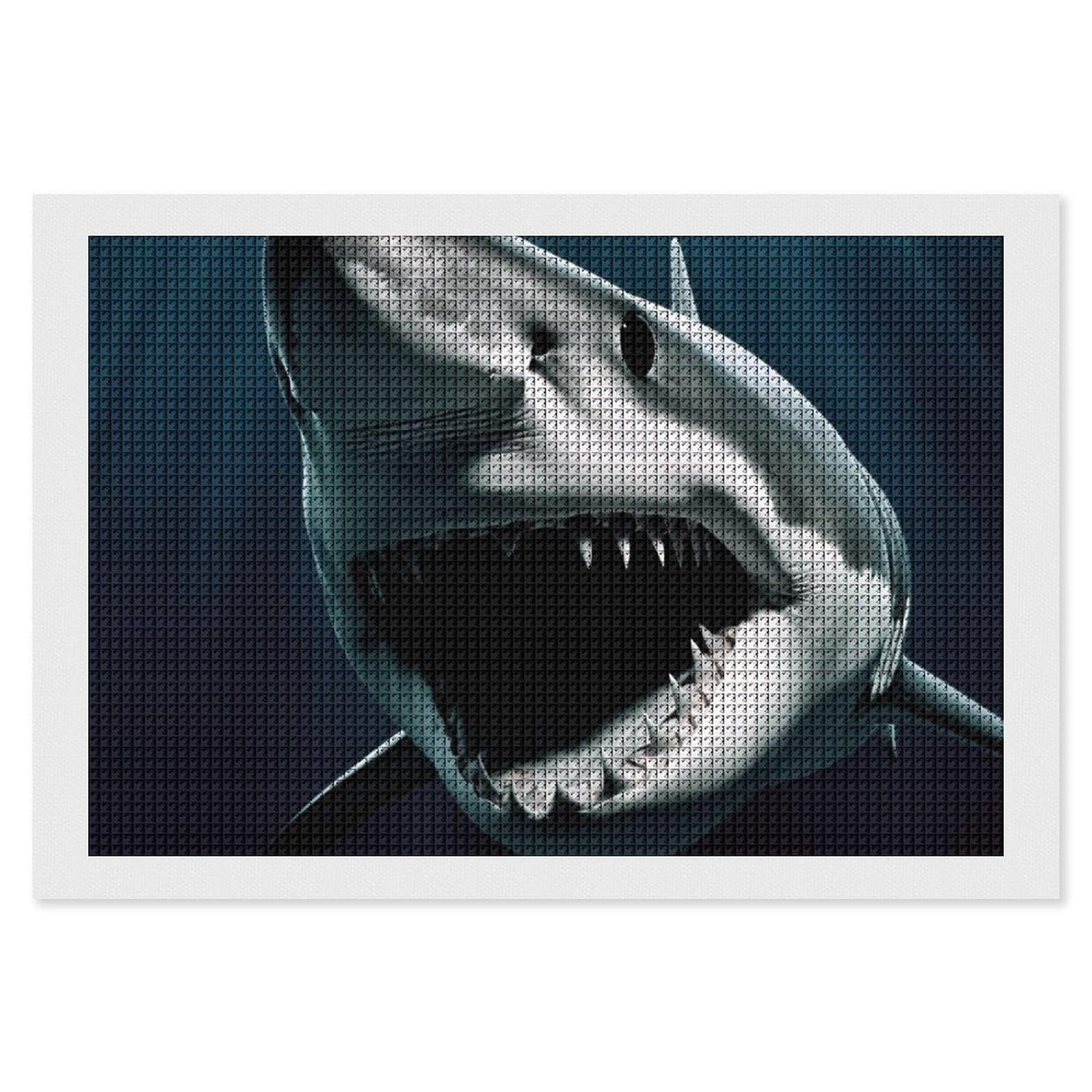 Shark Diamond Art Kits for Adults, DIY 5D Diamonds Painting Kits for Beginner, Round Full Drill Diamond Dots Painting, 8"x12" Diamonds Pictures Gem Art and Crafts Wall Decor