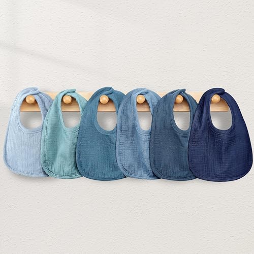 Miniatura 7 de Baberos de muselina para bebés para niños y niñas, baberos de algodón para babeo, baberos ajustables para recién nacidos para babeo y dentición