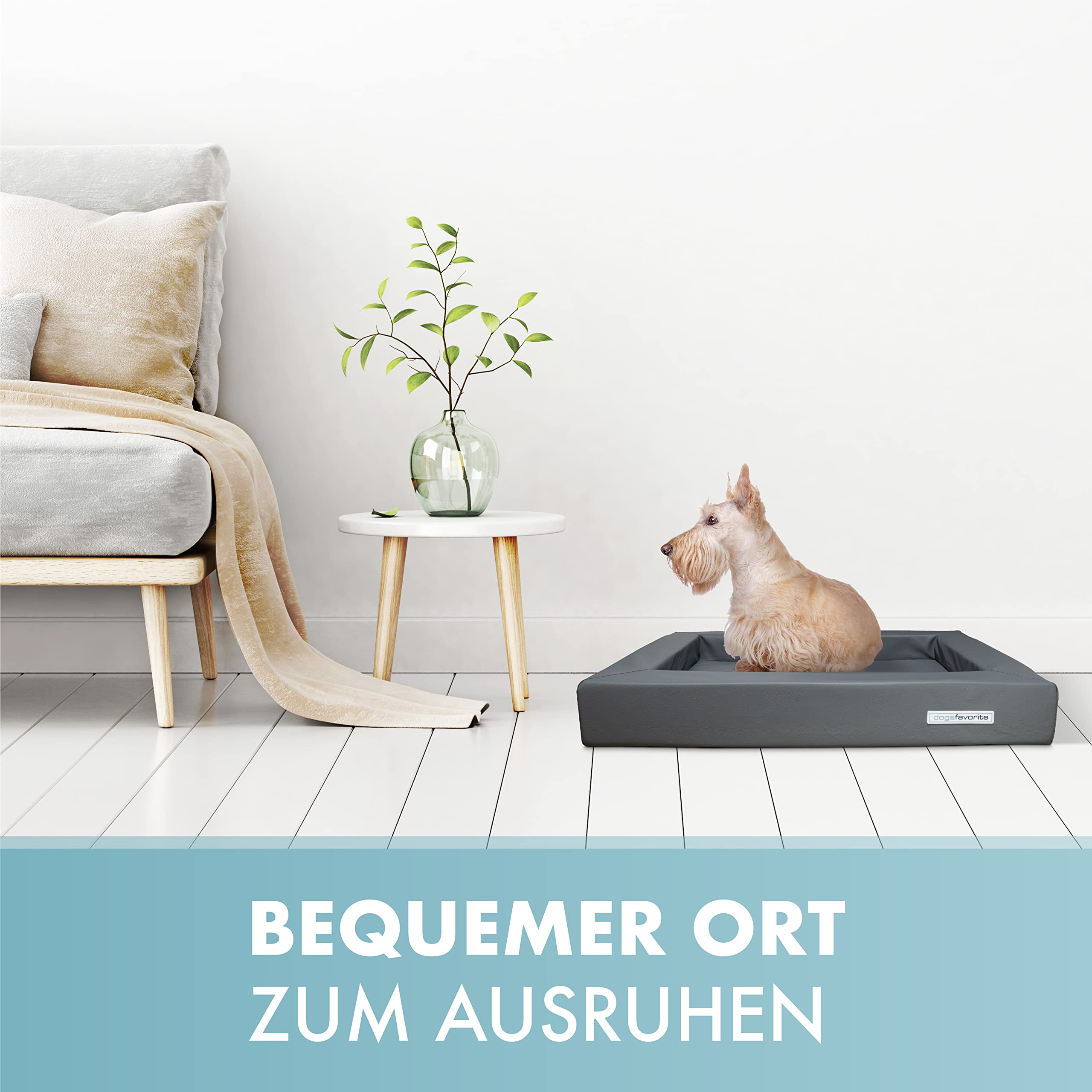 Hunde-Bett - waschbares Hundekörbchen - hochwertiges Hundesofa - gelenkschonendes Hundekissen - robuste Hundematte - Hundekorb - Gr. L 110 x 90cm - dunkelgrau