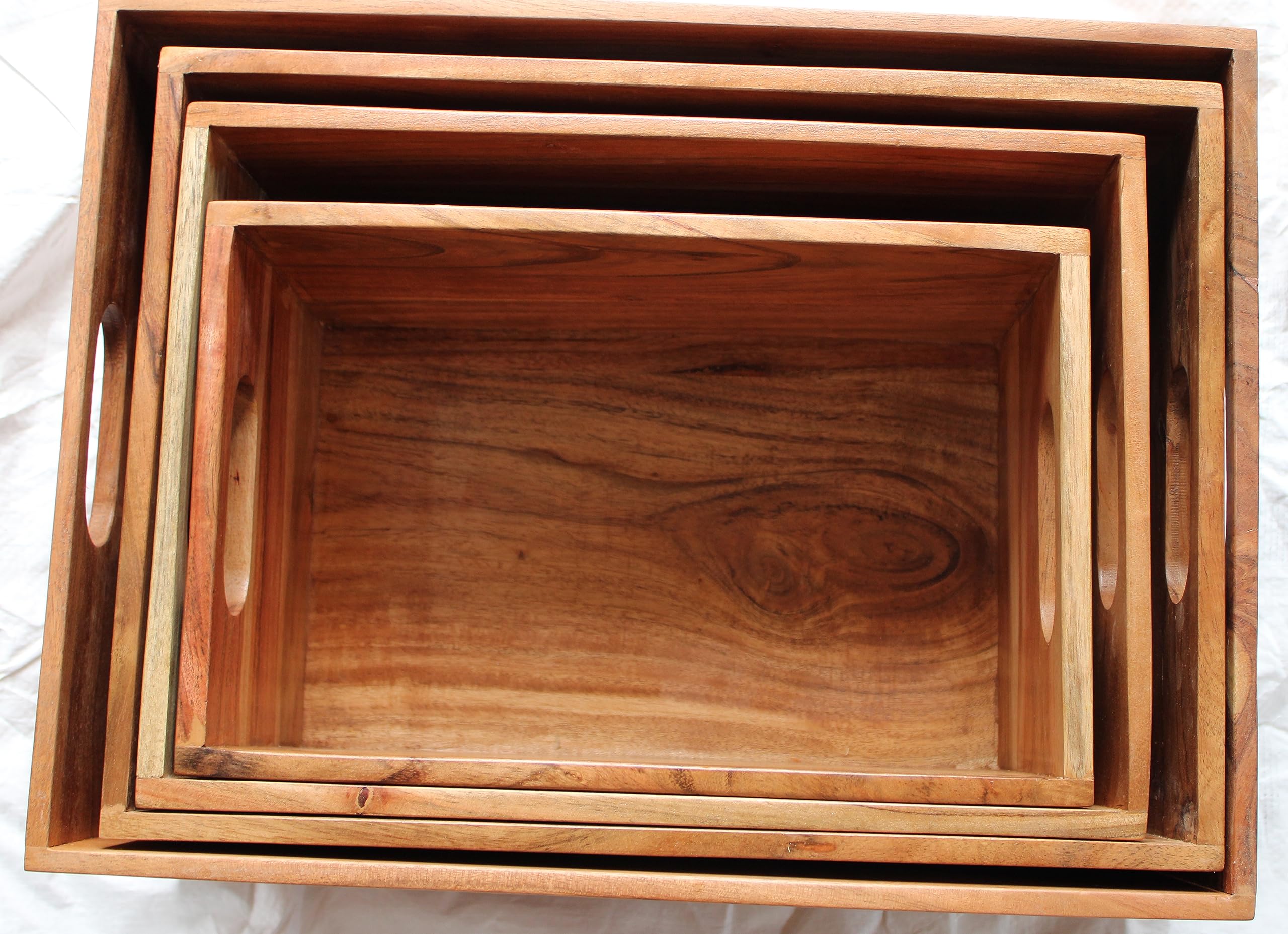 Boîtes de rangement en bois d'ombre brûlée rustiques et décoratives