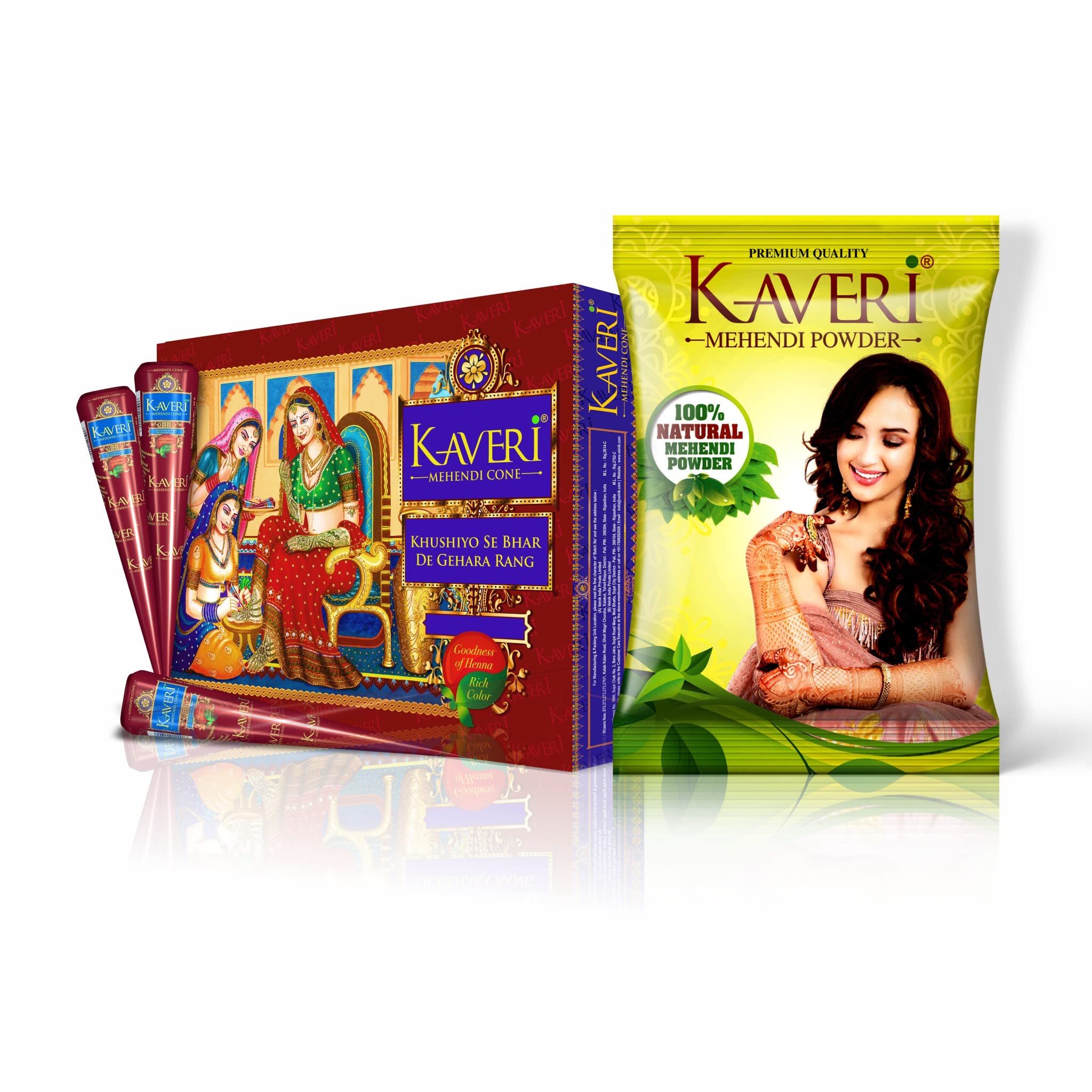 KAVERi MEHENDI CONE Natural Herbal Mehandi Cones For Hand Designing (12Pc In 1 Box) & 100% Herbal Henna Powder With No Added Chemicals | Organic Powder For Natural Hair Color 250 Gm (Combo Offer)-picture-27
