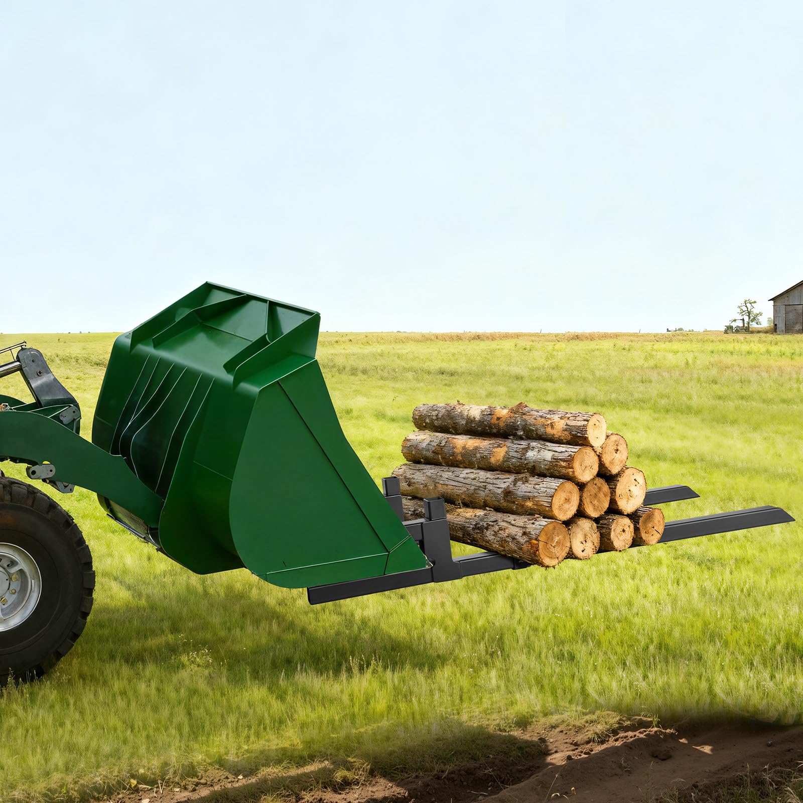 VEVOR Forche per Pallet con Morsetto da 907 kg Lunghezza Totale 149 cm, Forche per Trattori per Impieghi Gravosi con Barra Stabilizzatrice Regolabile per Accessori per Trattori, Benna di Carico