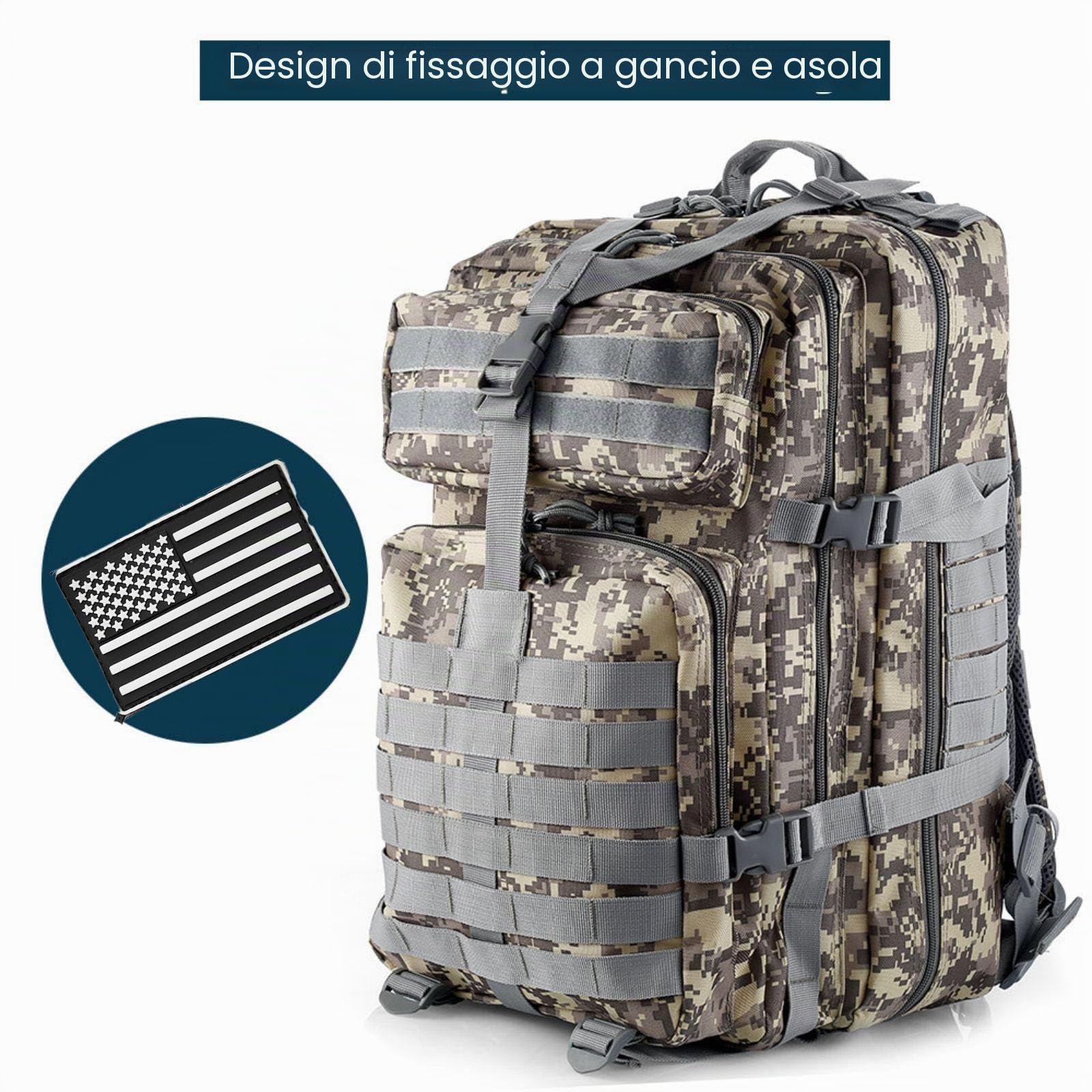 50 l, in nylon resistente, impermeabile, da pesca, da caccia, per attività all'aria aperta, per sport tattici, campeggio, escursionismo