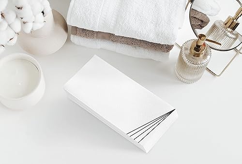 Miniatura 2 de Paquete de 100 toallas de mano de papel para invitados con sensación de lino, toallas de papel desechables súper absorbentes para baño, fiesta