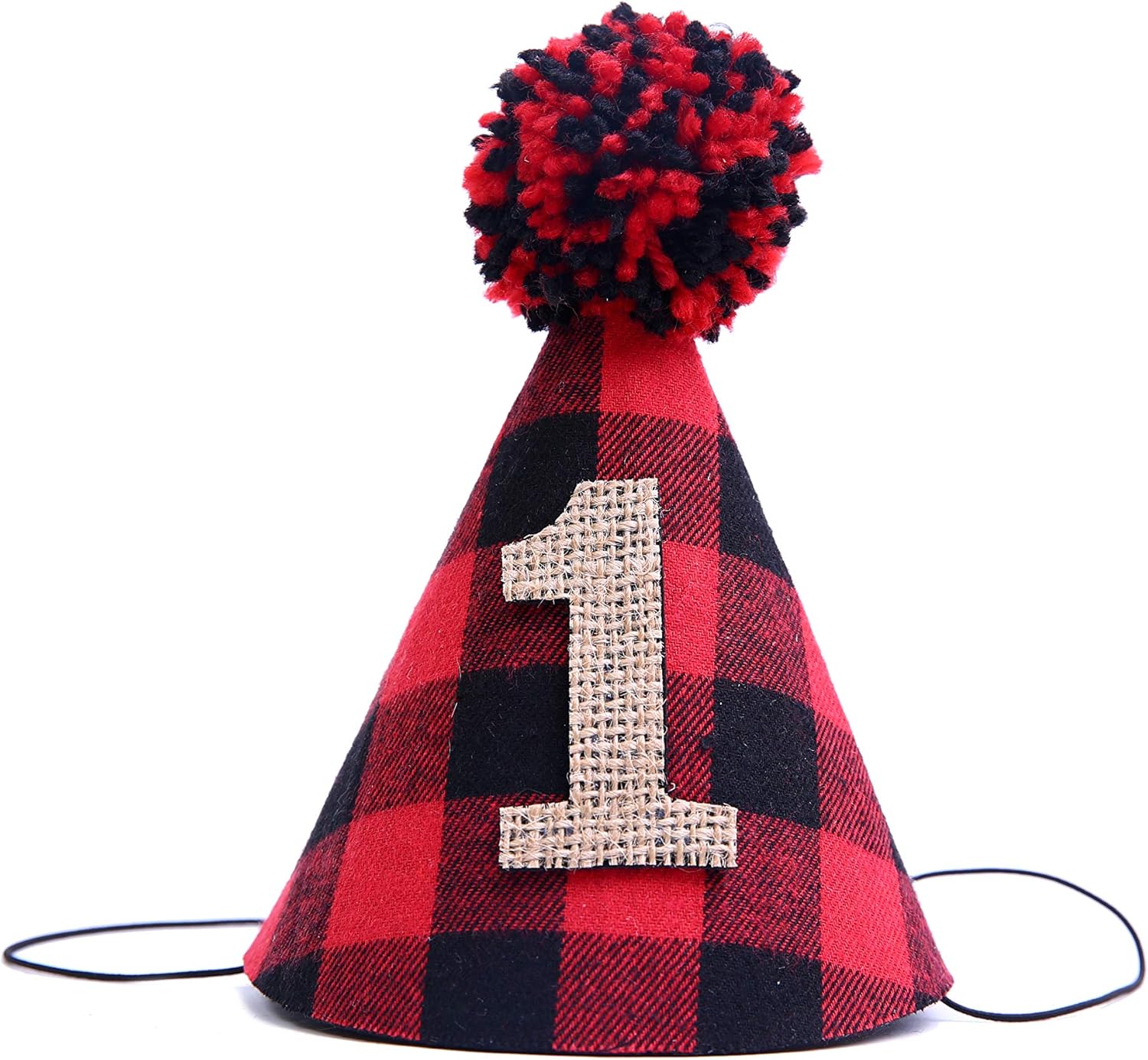 1st Birthday for Lumberjack Crown - Buffalo Plaid Burlap First Birthday Crown - Lumberjack Party Surprise- Wild One Lumberjack Party Hat (Buffalo Plaid Burlap Party Hat)