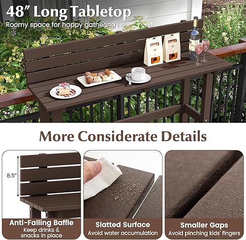 Miniatura 5 de Tangkula Mesa de bar para exteriores, mesa de patio de 48 pulgadas de altura con estante de almacenamiento y almohadillas ajustables para los pies,