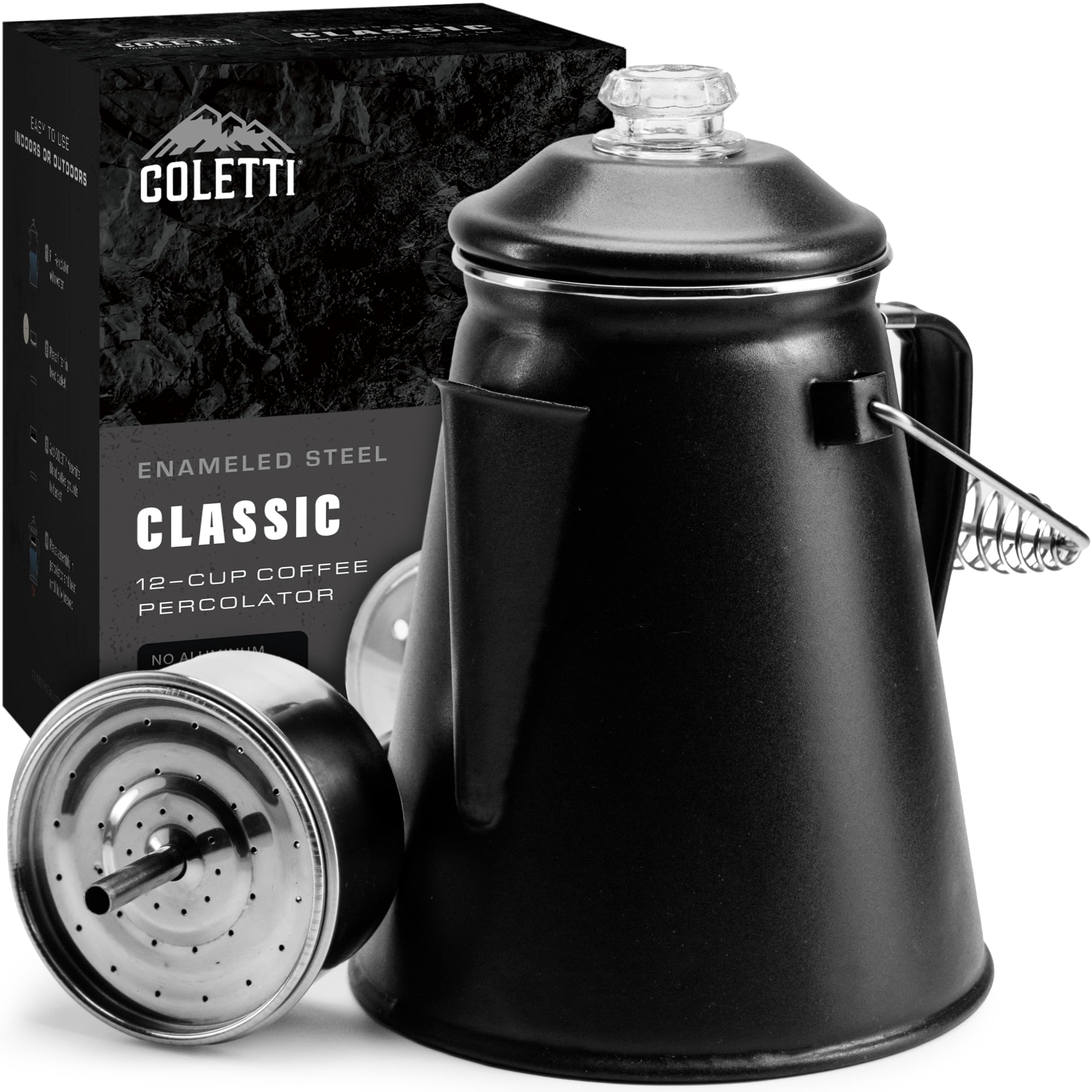 Tazza Da Campeggio Caffettiera COLETTI Acciaio 12 Tazze Campeggio