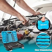 Vista 6 de DURATECH juego de llaves de trinquete con cabezal flexible antideslizante, juego de llaves combinadas, 12 piezas, 72 dientes, métricas, 8-19 mm