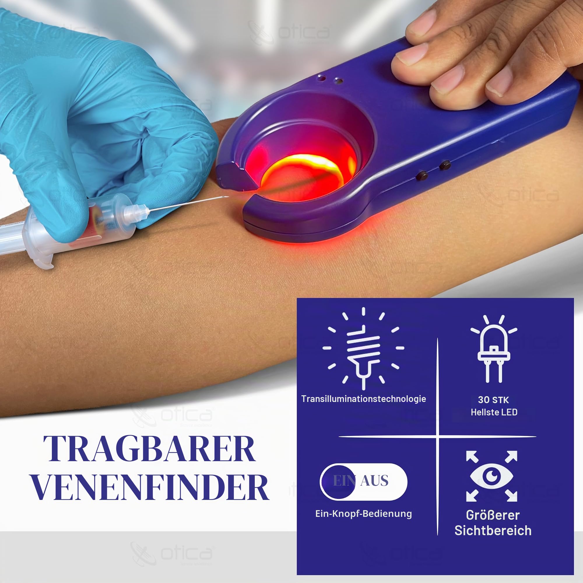 Otica LED-Infrarot-Venensucher für IV-Zugang, Phlebotomie-Licht für Arzt, Krankenschwestern, Heimgebrauch, Venengerät