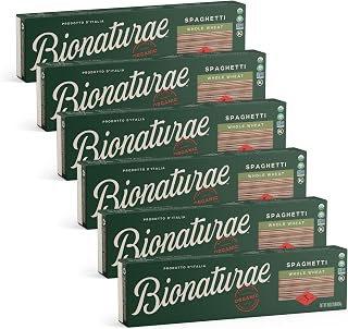 Bionaturae Organic Whole Wheat Spaghetti Pasta - Kosher, Non-GMO, High Protein, Crafted in Italy - 16oz, 6 Pack