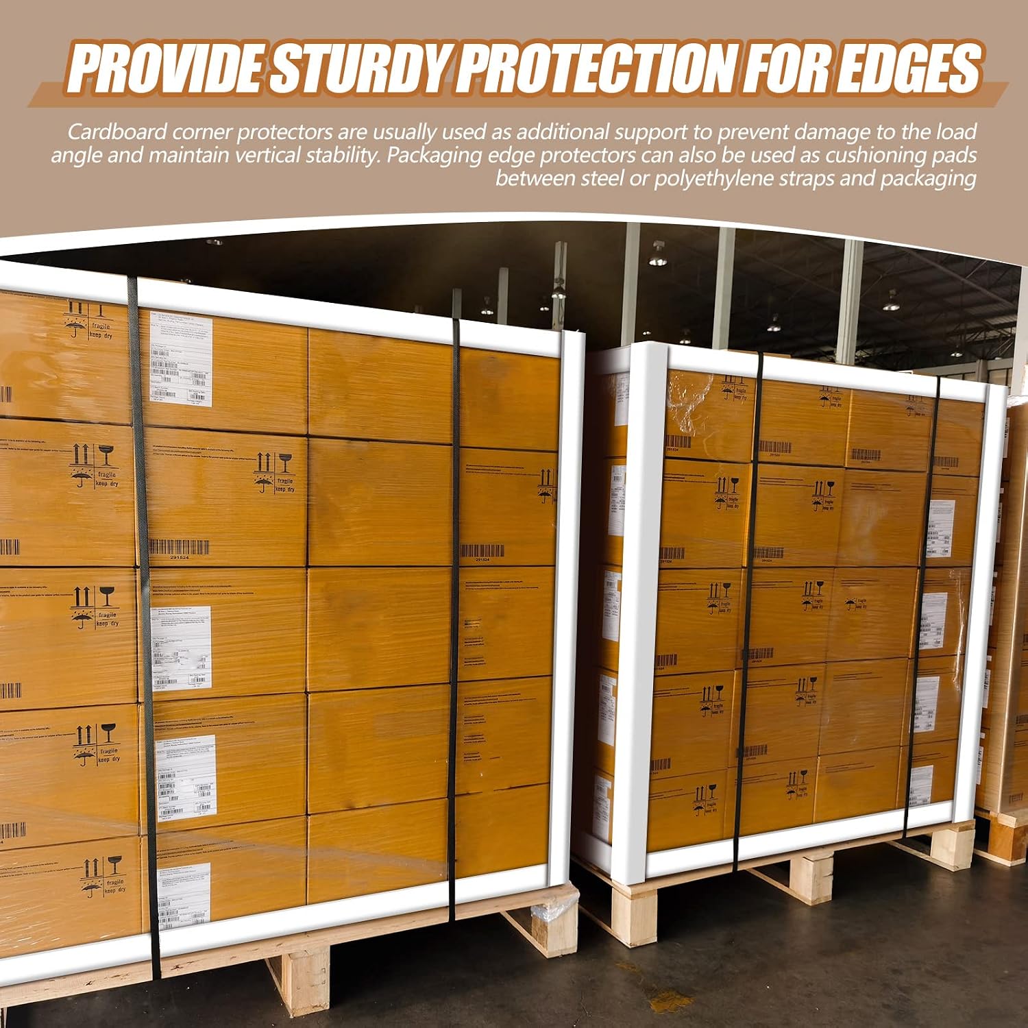 Colarr 150 Pcs White Cardboard Protectors Bulk, 2 x 2 x 48 Shipping Packing Protectors, Paper Shipping V Shaped Board Cardboard Guard for Corners of Boxes and Stabilize Shipments Flat