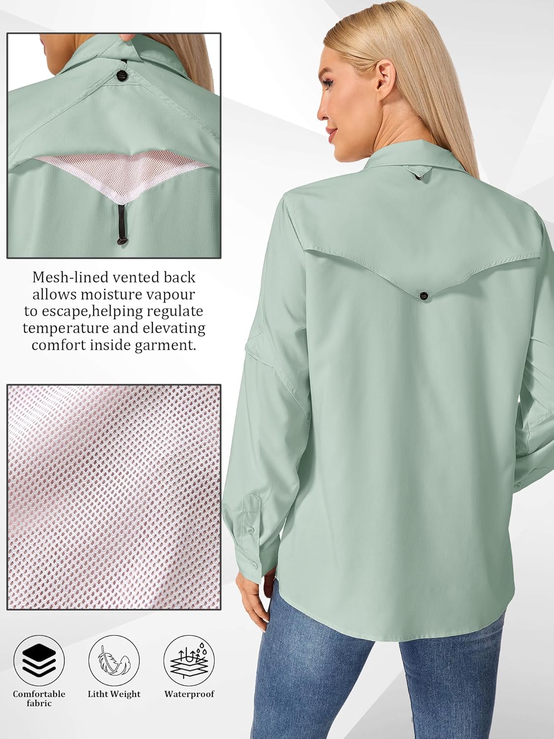 Women's Sun Protection Safari Shirts, Quick Dry Fishing Hiking Travel Shirt - Image 5