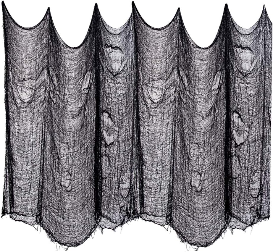 79 x 394 Inch Halloween Creepy Cloth Decoration Halloween Party Decorations for Haunted House, Patio, Garden, Indoor Wall Windows（Black）
