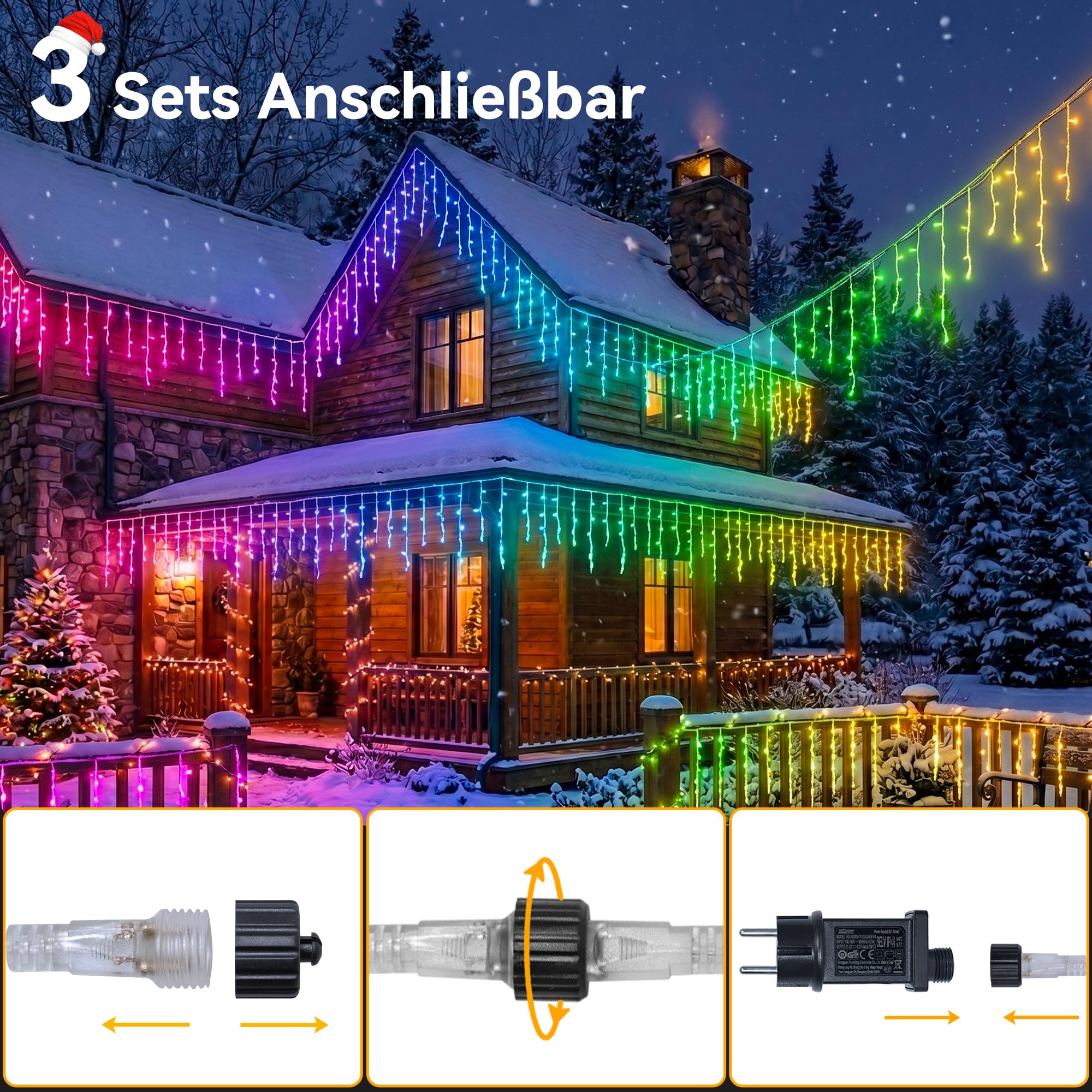 HeiPard Smart RGB Eisregen Lichterkette Außen
