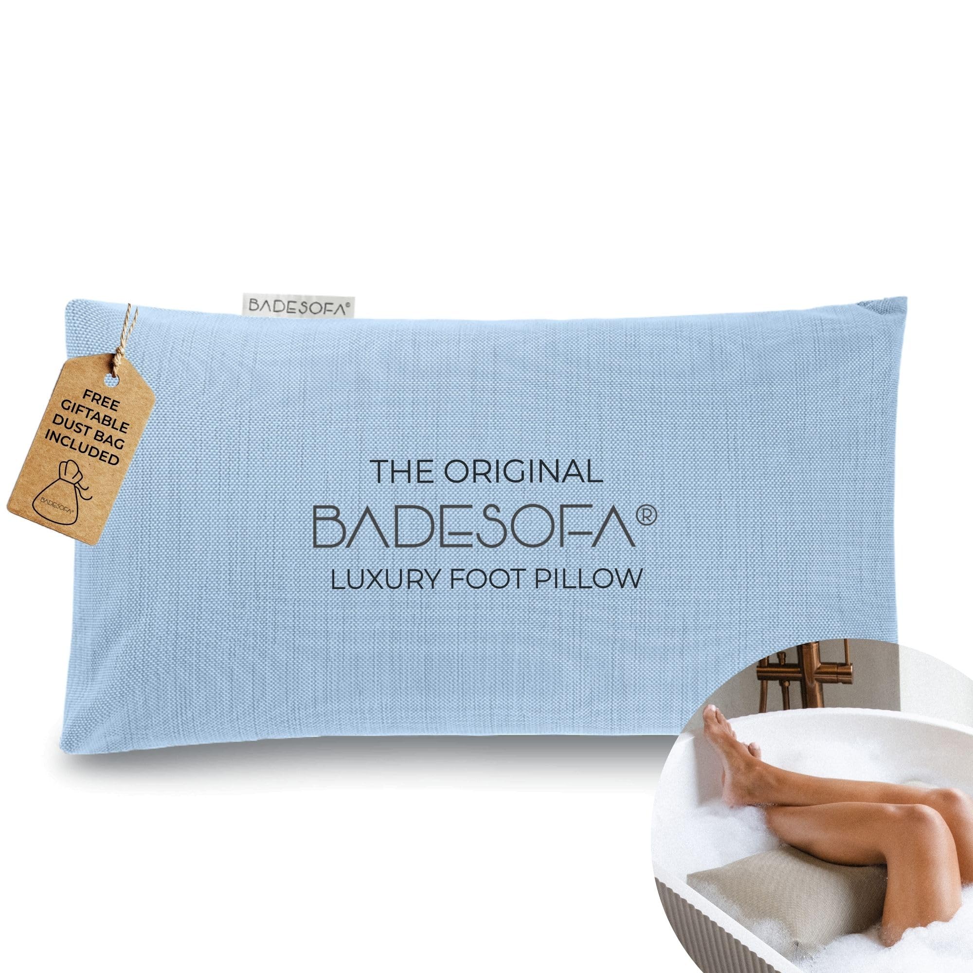 BADESOFA® Luxury Bathtub Pillow for Feet in Blue, Quick-Drying