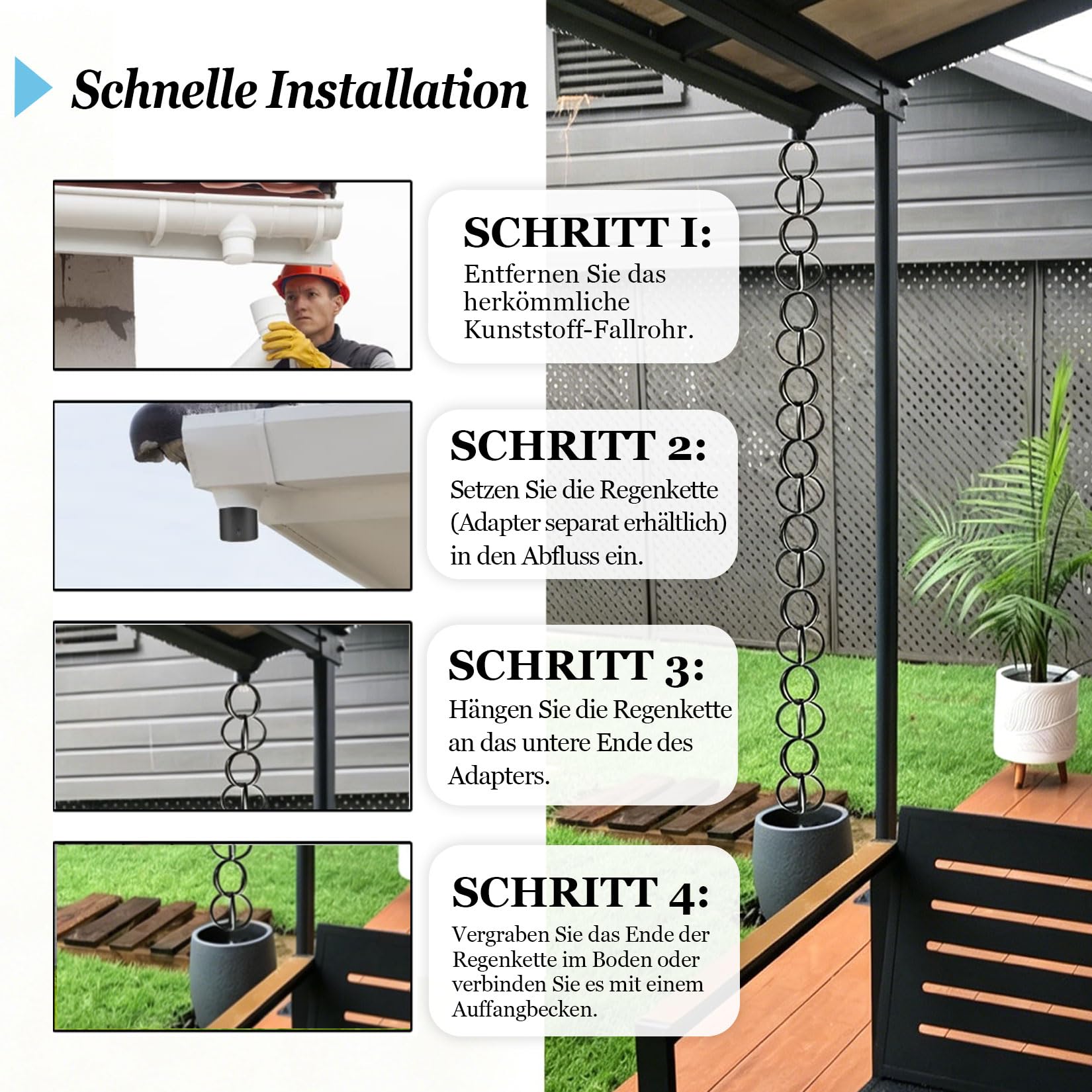Regenkette Japanisch,Regenkette Ablaufkette,regenablaufkette schwarz,rostbeständig,beschichtet,Gartendekoration,funktionaler und dekorativer Ersatz für Dachrinnen-Fallrohre 2.6m(8.6ft) Dunkelbraun