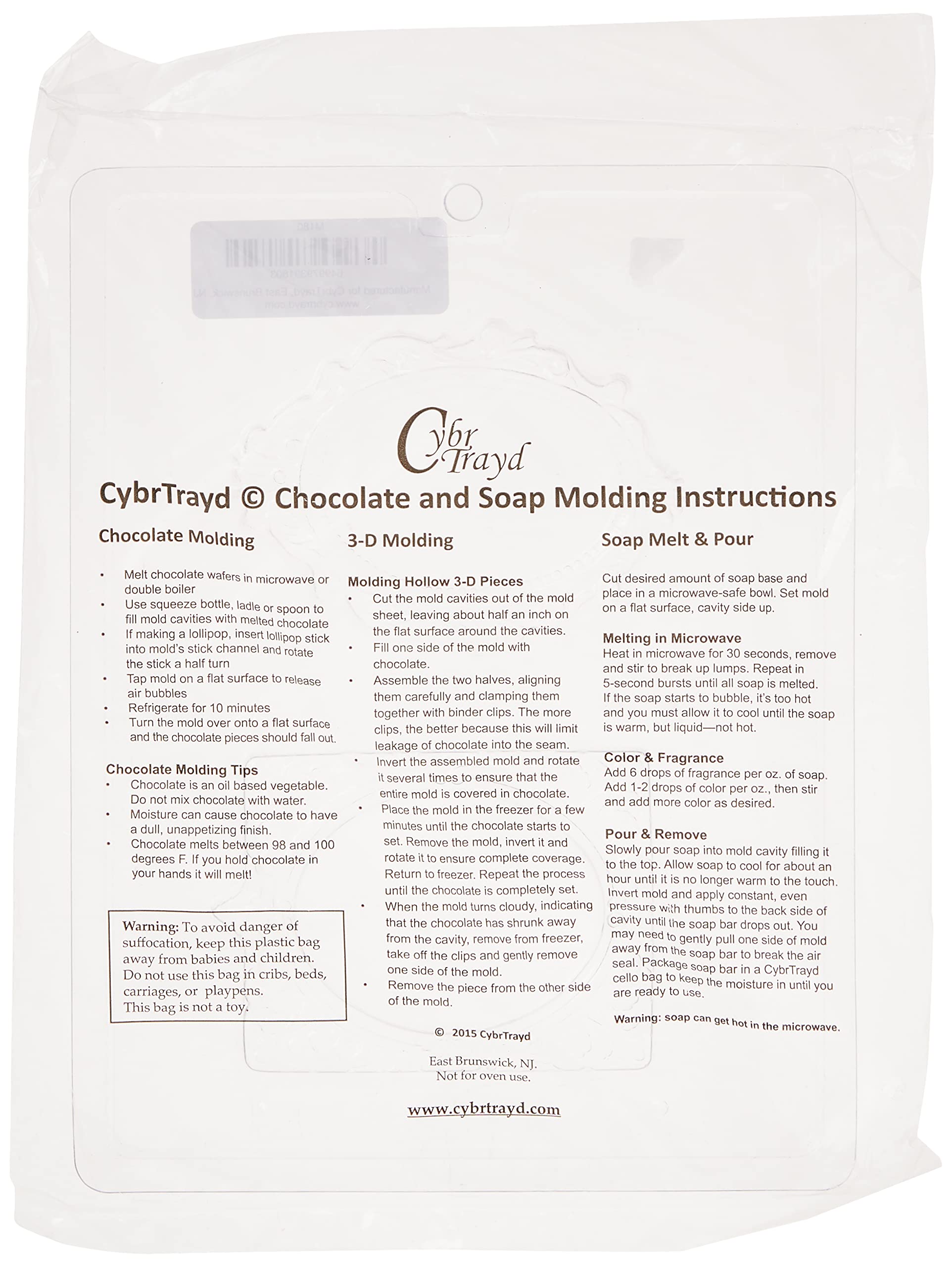 Cybrtrayd M180 Fancy Frames Molde de chocolate con instrucciones exclusivas de moldeado de chocolate con derechos de autor (idioma español no garantizado).