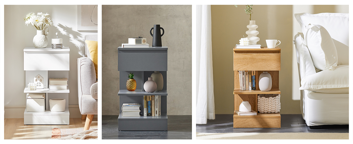 Comodino SoBuy Bianco Con 2 Cassetti - Per Camera Letto, 43x36x81 Cm - Foto 14