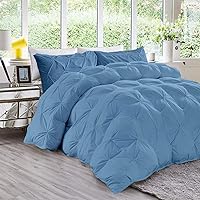 Vista 18 de Down Alternative Serie 1200 - Juego de edredón plisado de 5 piezas (edredón + 4 fundas de almohada), algodón egipcio de 21.16 oz/m², tamaño Queen