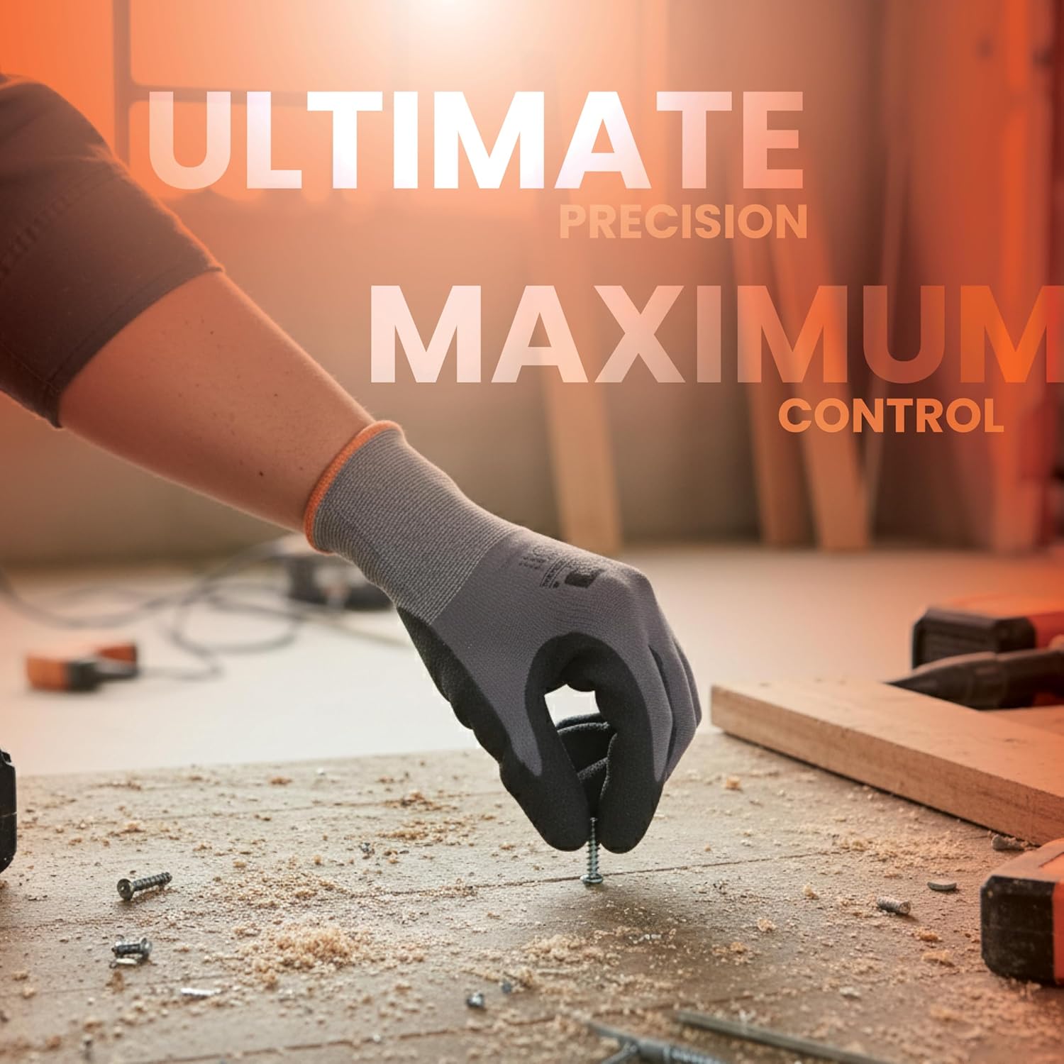Cut Resistant Nitrile Grip Gloves | Durable Spandex & Nylon Safety Gloves with Elastic Knit Wrist