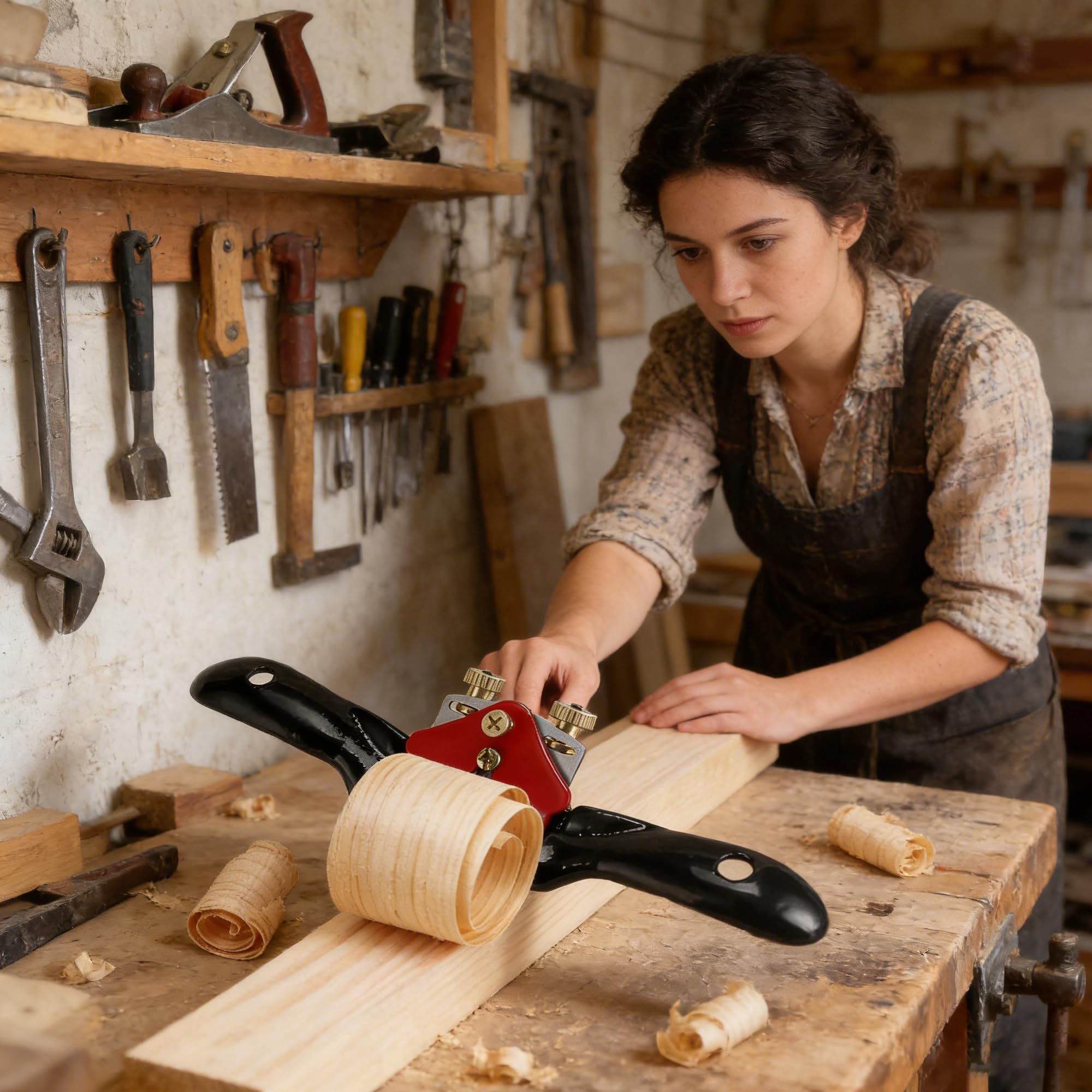 MINGZE Travail du bois Ajustable Coupe Bord Parlait Se raser pour Sculpteur sur bois, Rabot à main en bois de rabot de plan pour le bois dur de charpentier de bois dur (9 pouces)