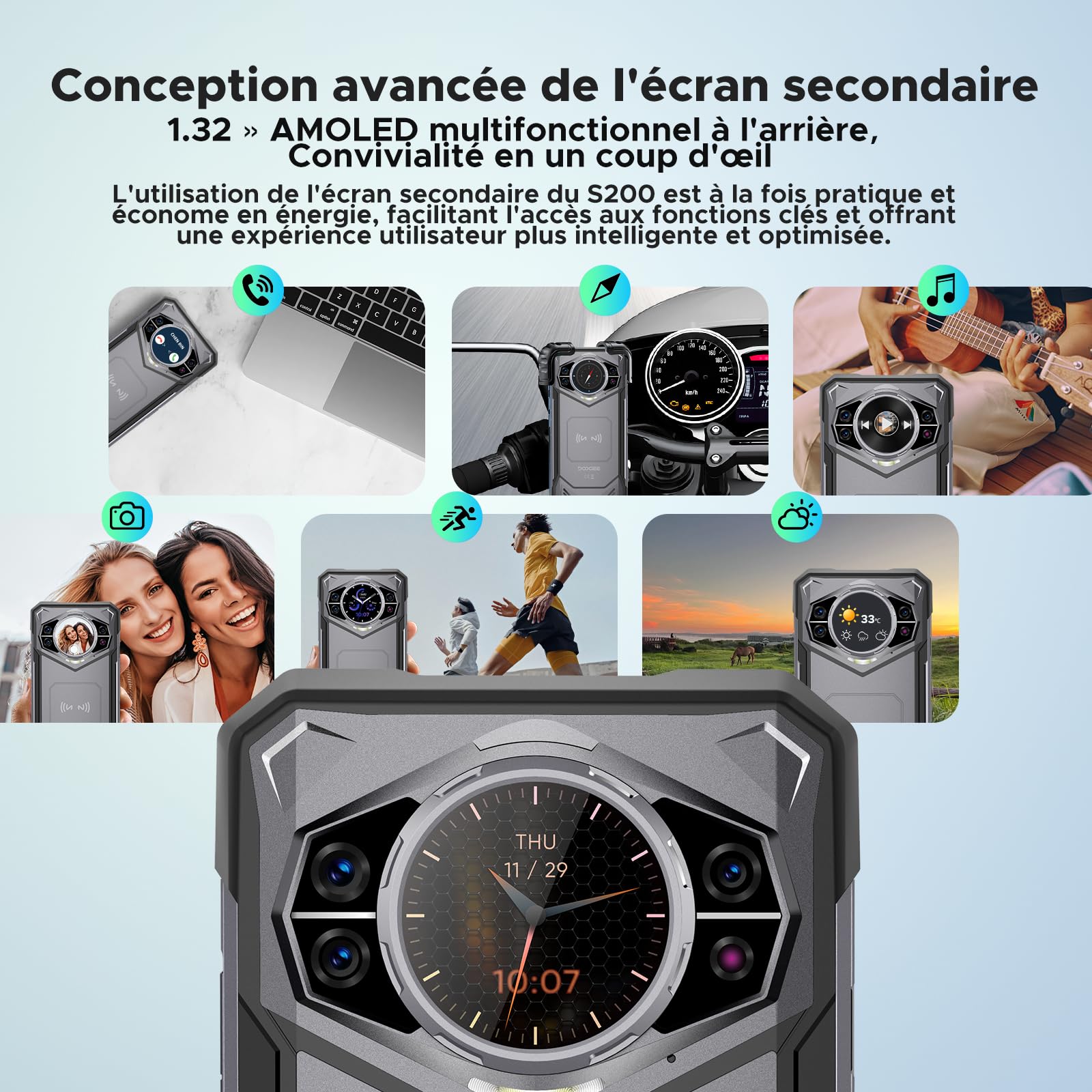 DOOGEE S200 Rugged Smartphone 5G, 32GB+256GB, 10100mAh Telefono Indistruttibile, 6.72”FHD 120 Hz Cellulare Indistruttibile Android 14, 100 MP,1.32" Rear Schermo,Fingerprint/Face ID/NFC/WiFi6/IP68/GPS