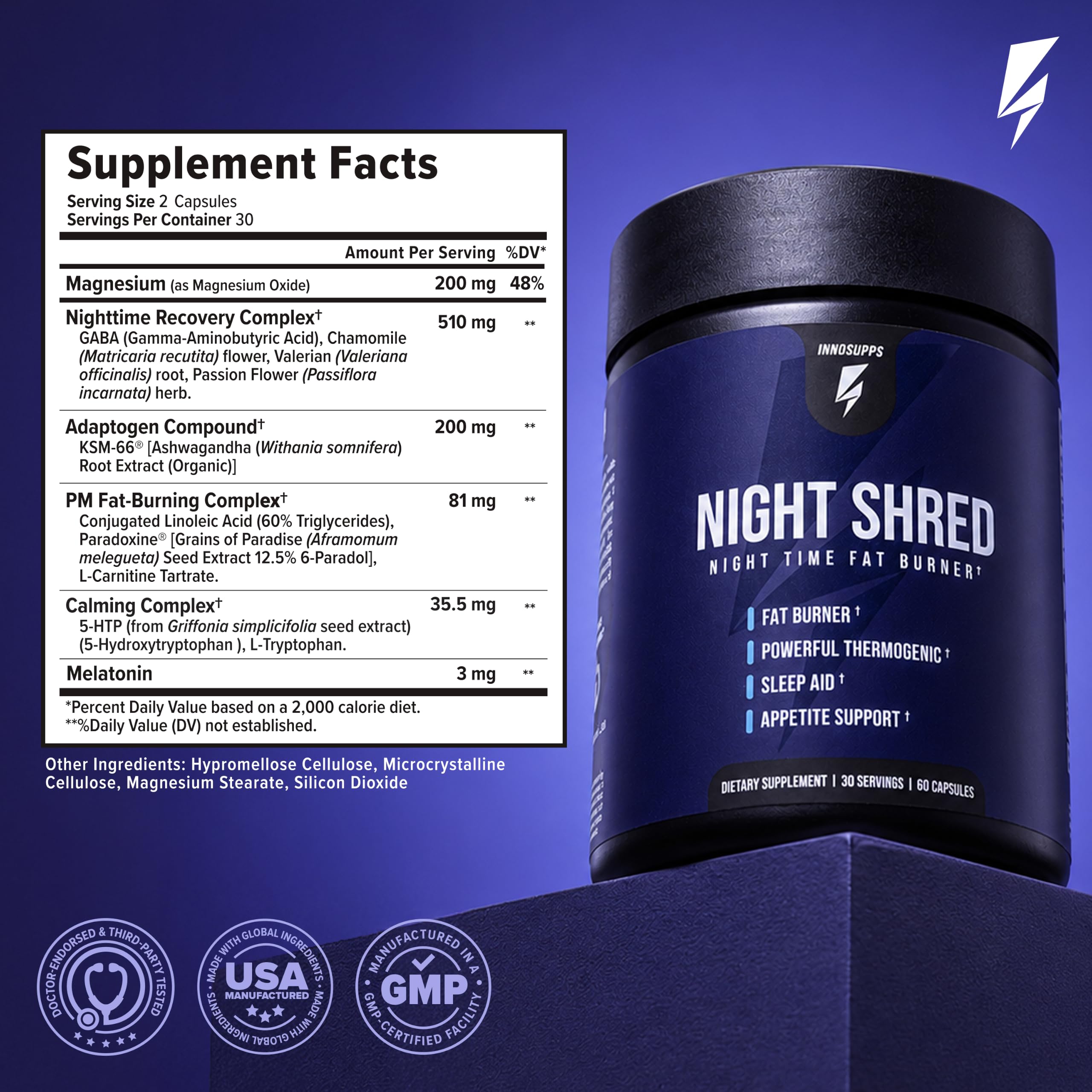 Night Shred Night Time Fat Burner & Natural Sleep Support, 30 Servings — Amazon image 5