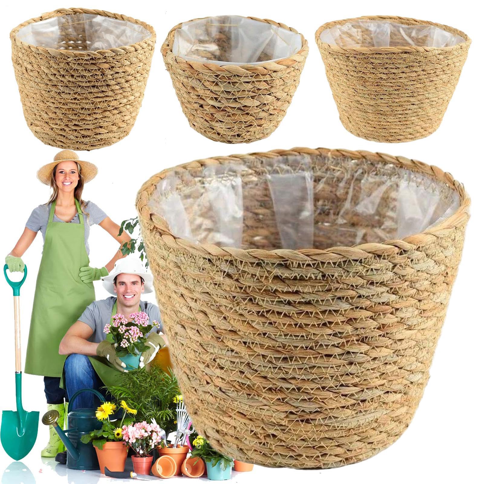 Panier à tissé pour dissimuler les pots de fleurs et ranger la maison