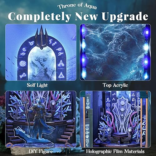 Miniatura 44 de Kit de rincón de libros en miniatura, rompecabezas de madera 3D con luz LED para decoración de estantería (más allá de la biblioteca)