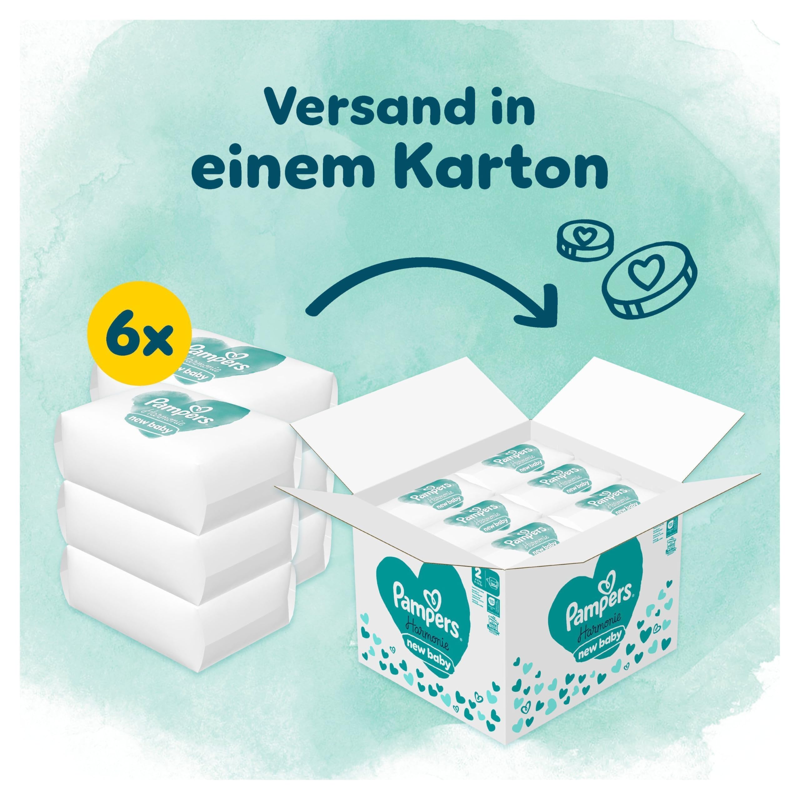 Pampers Harmonie Windeln Größe 2, 204 Stück, 4-8 kg, sanfter Hautschutz