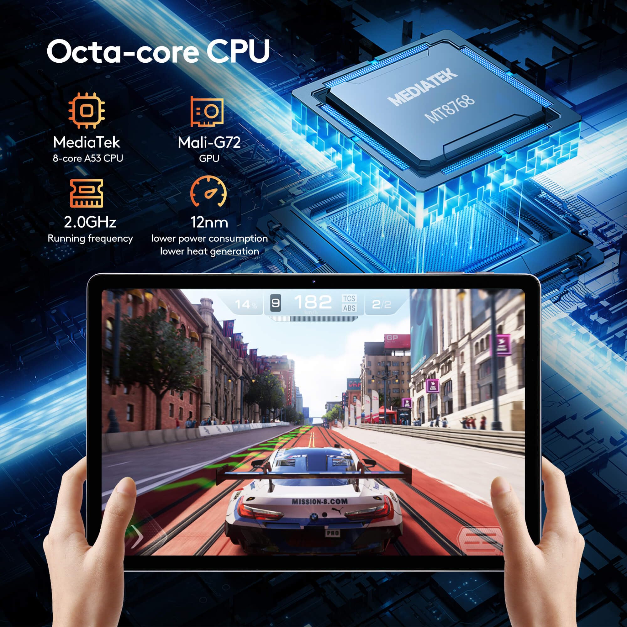 Tablet Android 14 da 11 pollici con slot SIM: 4G LTE 5G WiFi Tableta | 8 GB RAM + 128 GB ROM (1 TB TF) | Octa-Core | Widevine L1, display FHD, 13 MP+5 MP, 7000 mAh, GPS viola