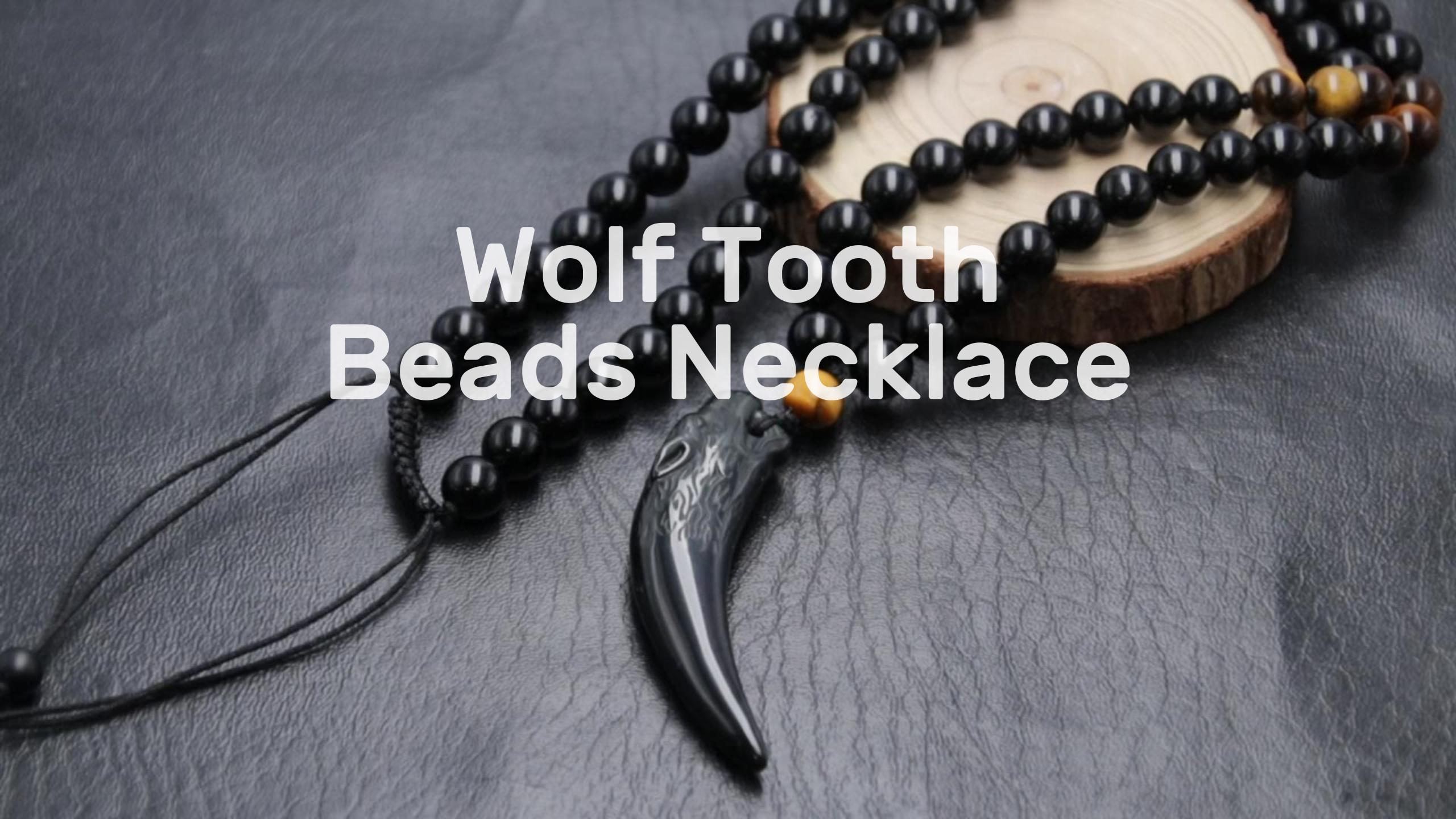 Amazon.com: GENASTO Wolf Tooth Necklace Black Obsidian Stone Beads