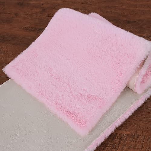 Miniatura 4 de duduta Camino de mesa de piel sintética rosa de 11.8 x 70.9 pulgadas, centros de mesa de piel sintética esponjosa, decoración para el hogar, boda,