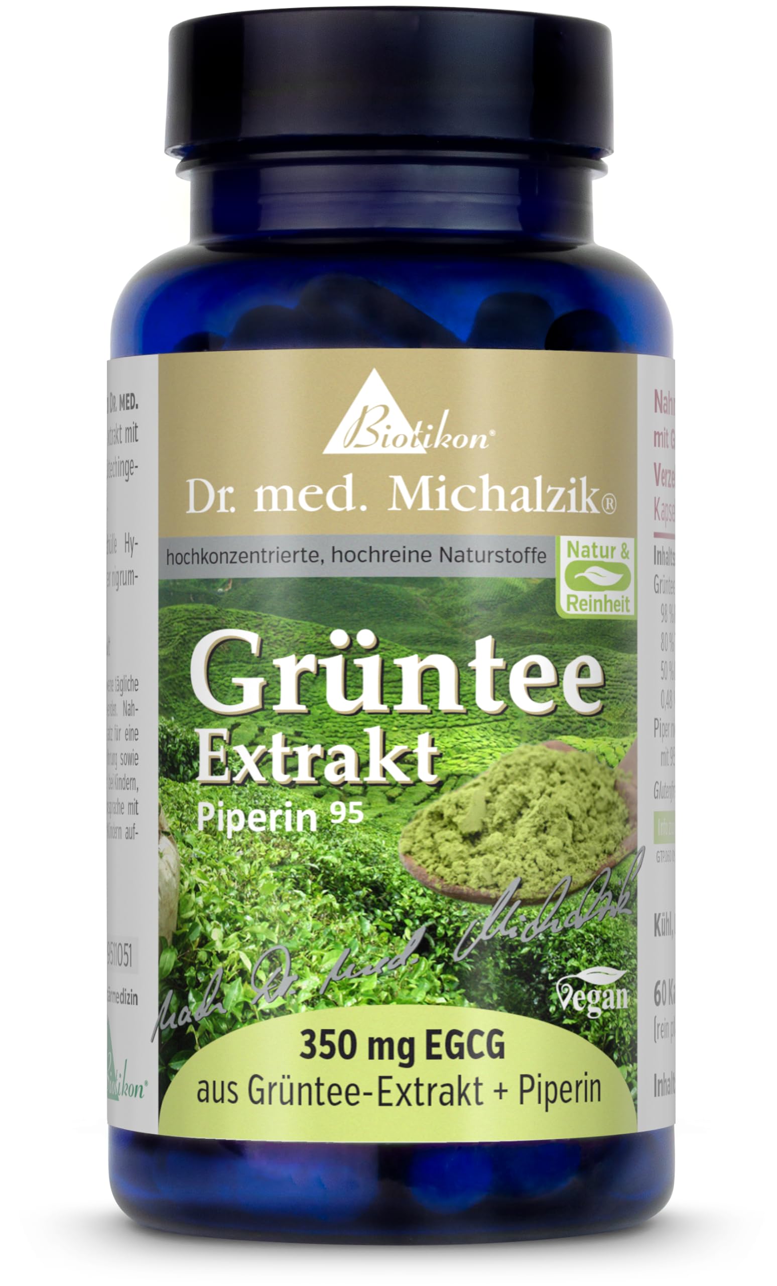 Biotikon Grüntee Extrakt + Piperin Grüne Tee-Extrakt 700 mg, EGCG 350 mg, 98% Polyphenole