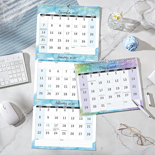 Miniatura 2 de Calendario 2026  Calendario de pared 2026 con pantalla de 3 meses (plegado en un mes), enero de 2026 a diciembre de 2026, 11 x 26 pulgadas,