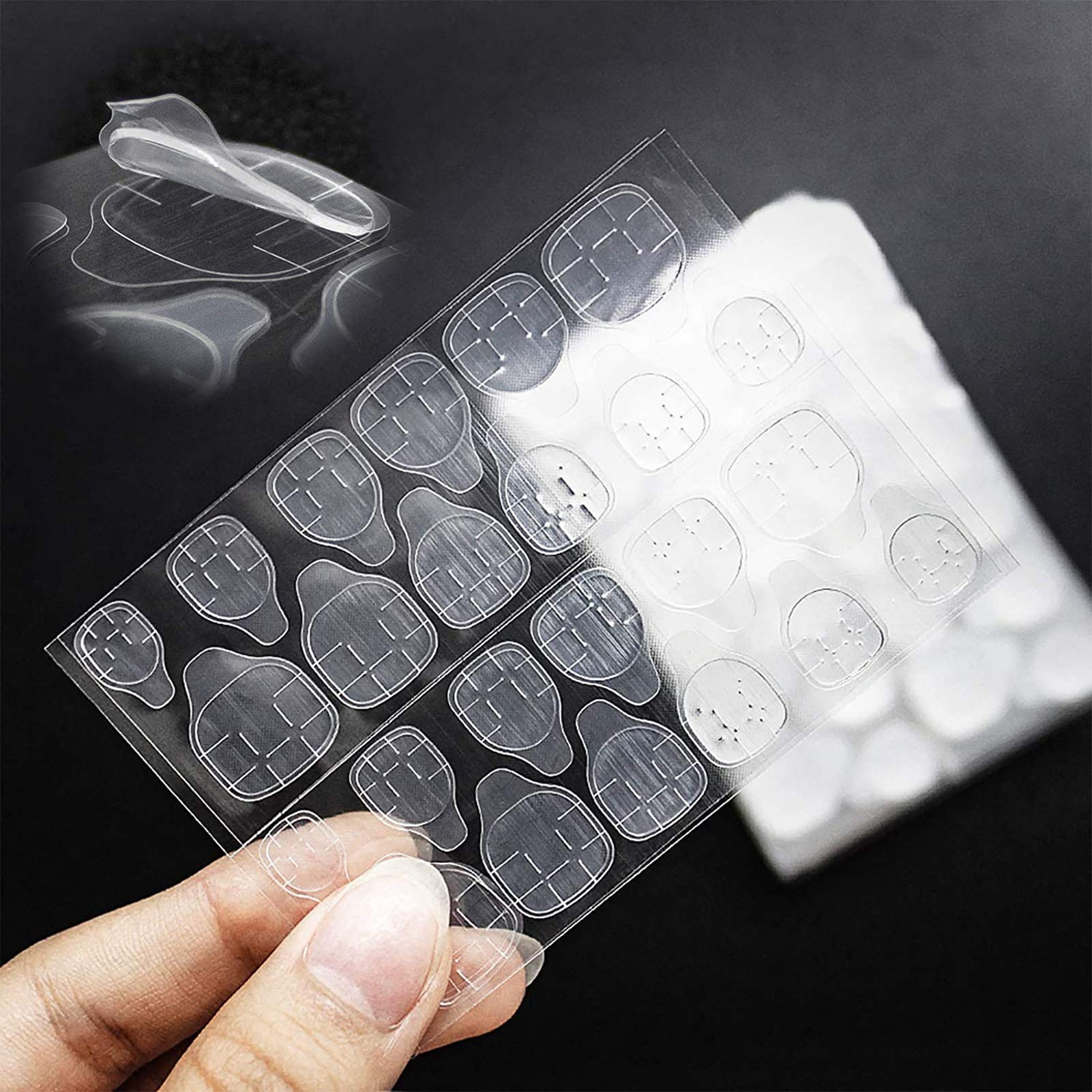 ECVV480pcs Double-Side Transparent Flexible Nail Glue Stickers Jelly Gel Adhesive Tabs for Acrylic False Nails Tips Manicure Tape (20 Sheets)