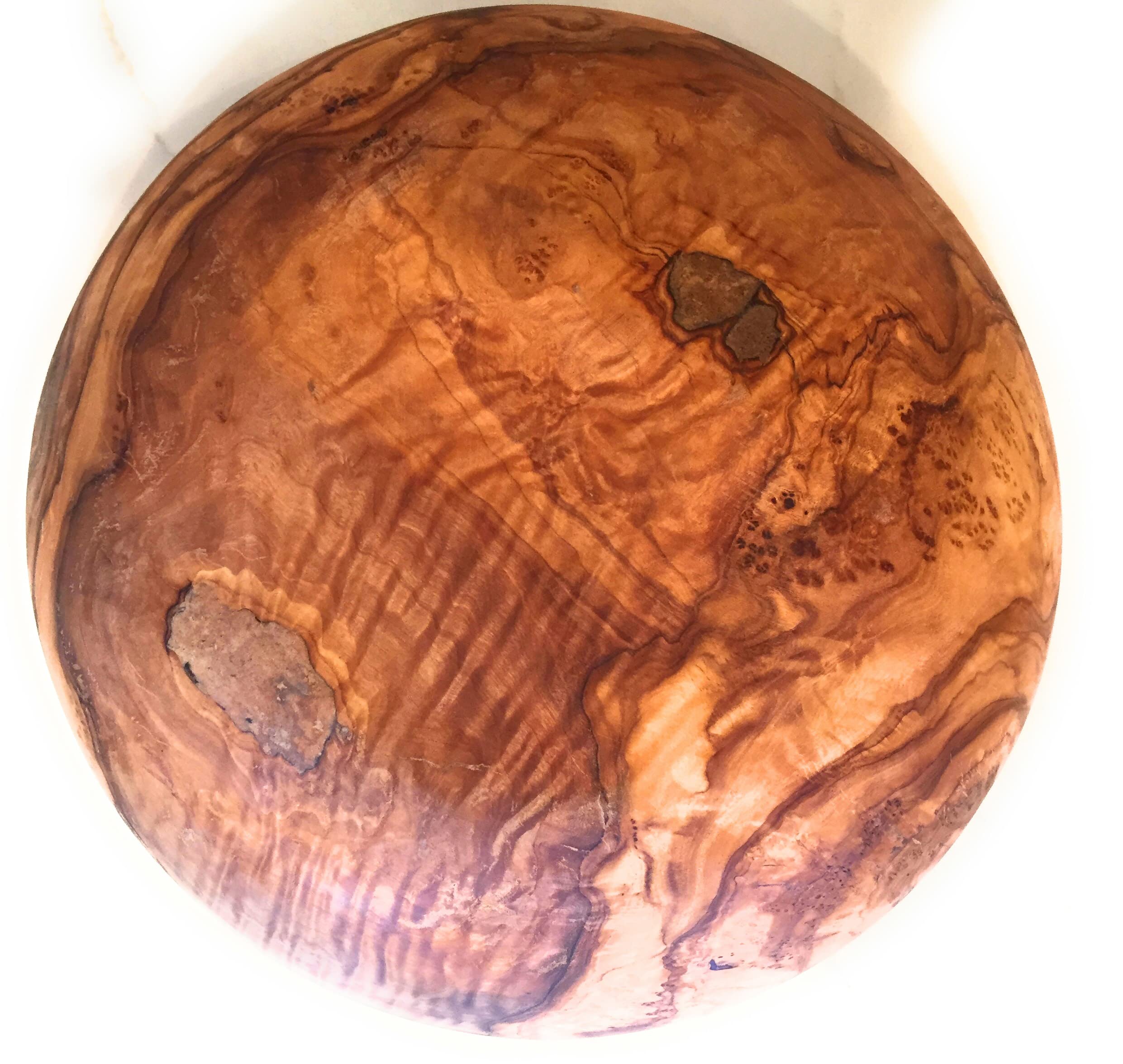 Artisan Servierschale aus Olivenholz, 30.5 cm, seltene dekorative Holzschale für Obst, Salat, Snacks, Chips. Popcorn. Größe S: 15.2 cm, XL: 27.9 cm, XXL 30.5 cm 0.5 cm (XXL 30.5 cm)